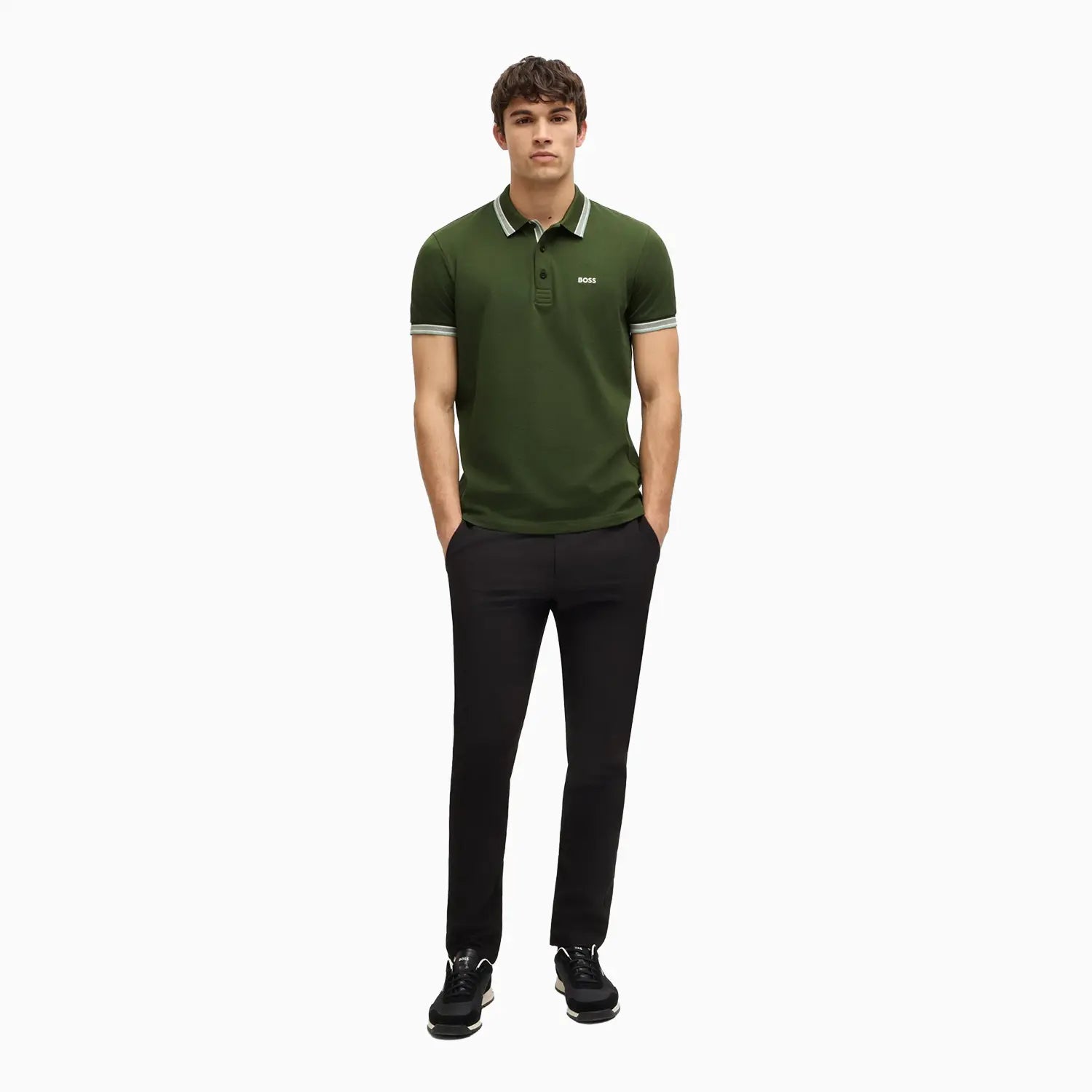 Men's Polo Shirt With Contrast Logo Details Hugo Boss - Tops and Bottoms USA