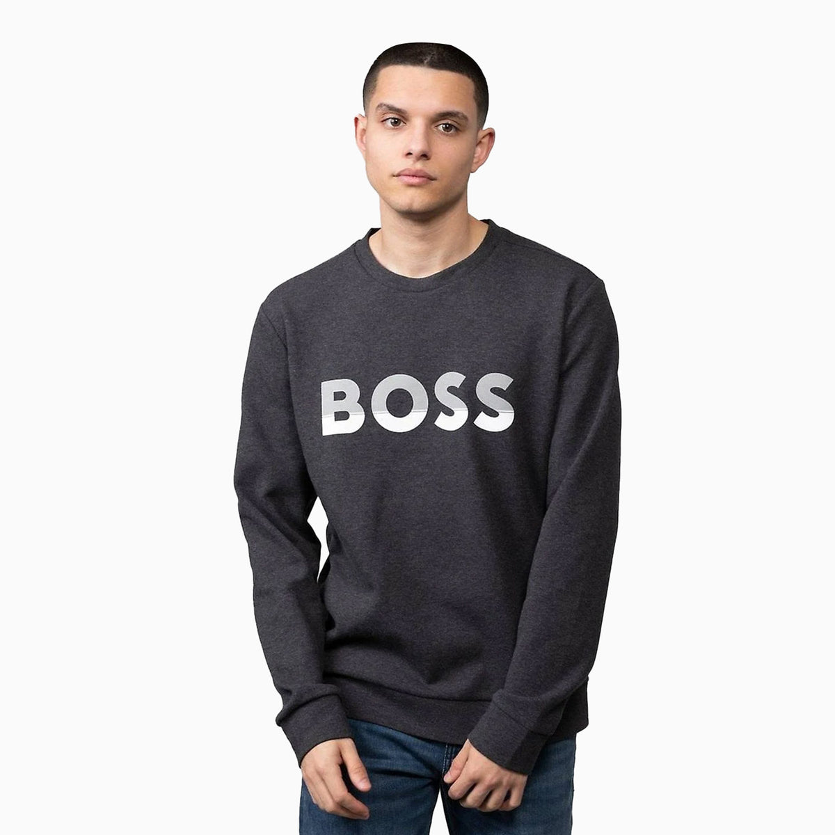 Hugo Boss Men's Salbo Crew Neck Sweatshirt, Medium Grey S