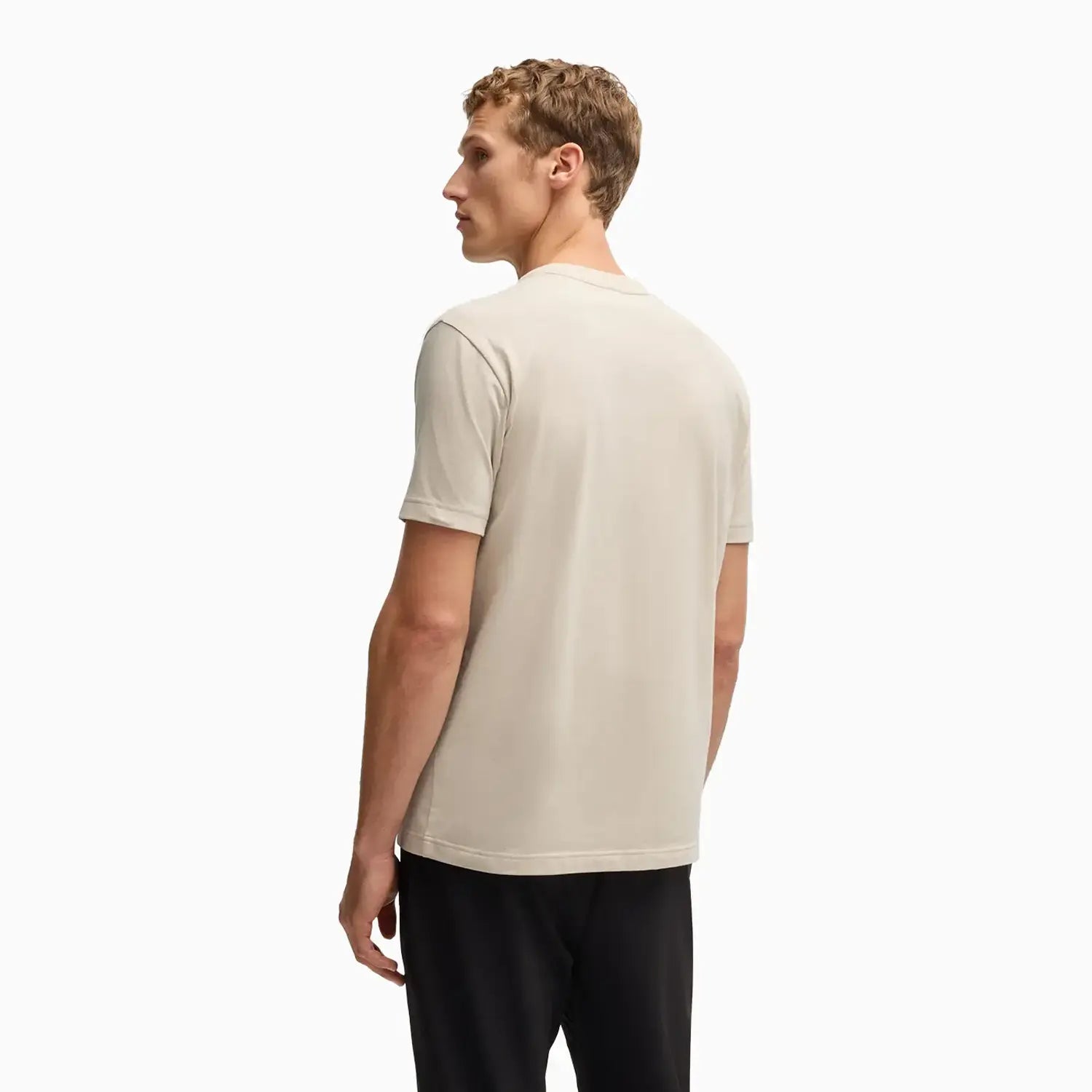 Men's Stretch Cotton Regular Fit T-Shirt With Contrast Logo Hugo Boss - Tops and Bottoms USA