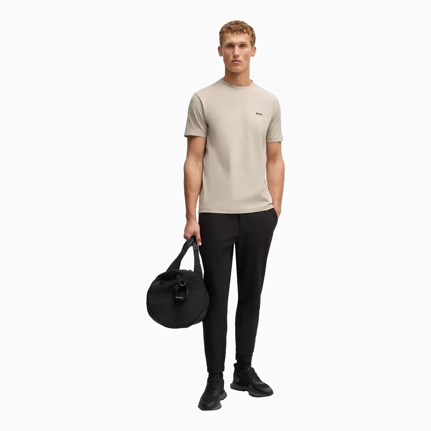 Men's Stretch Cotton Regular Fit T-Shirt With Contrast Logo Hugo Boss - Tops and Bottoms USA