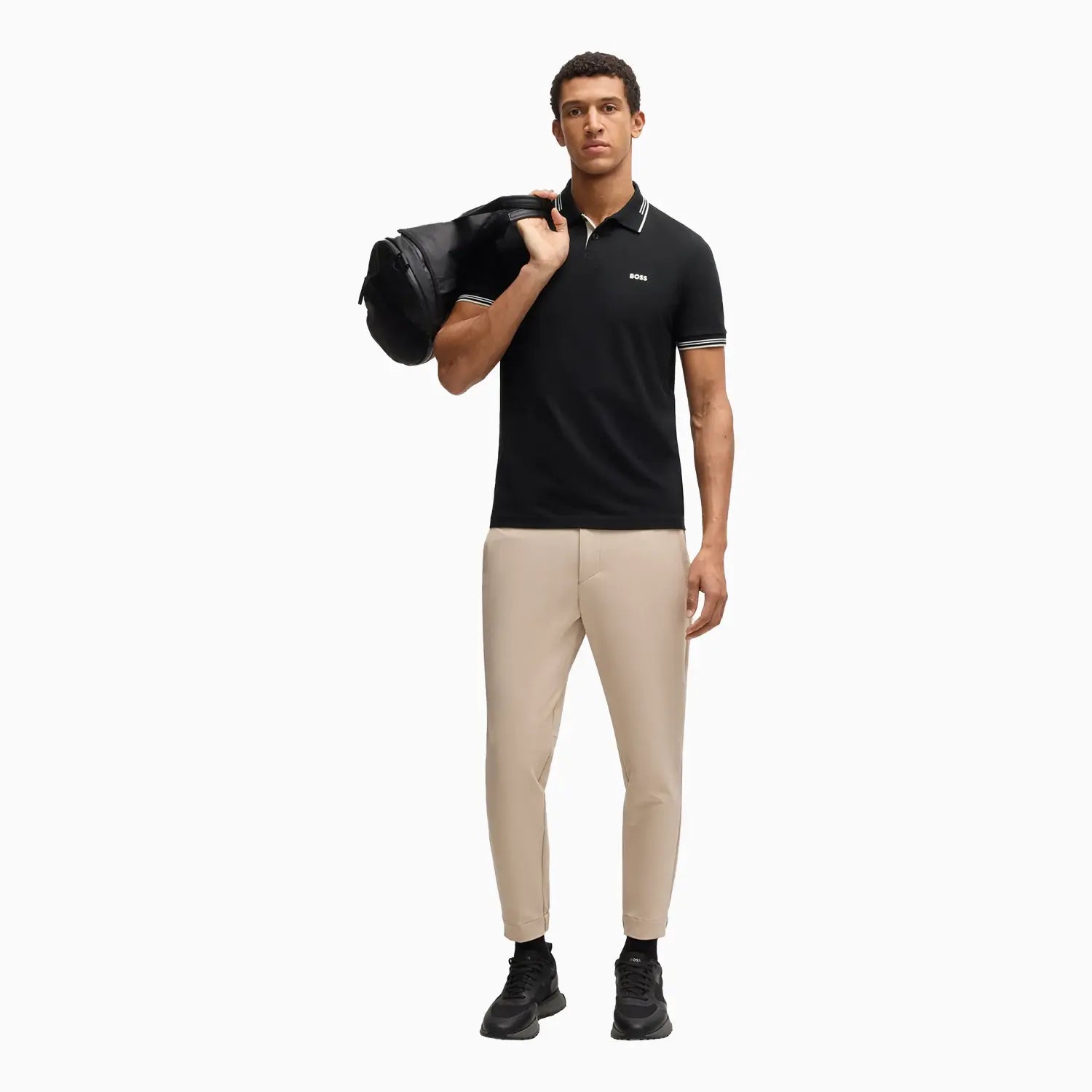 Men's Stretch Cotton Slim Fit Polo Shirt with Branding Hugo Boss - Tops and Bottoms USA
