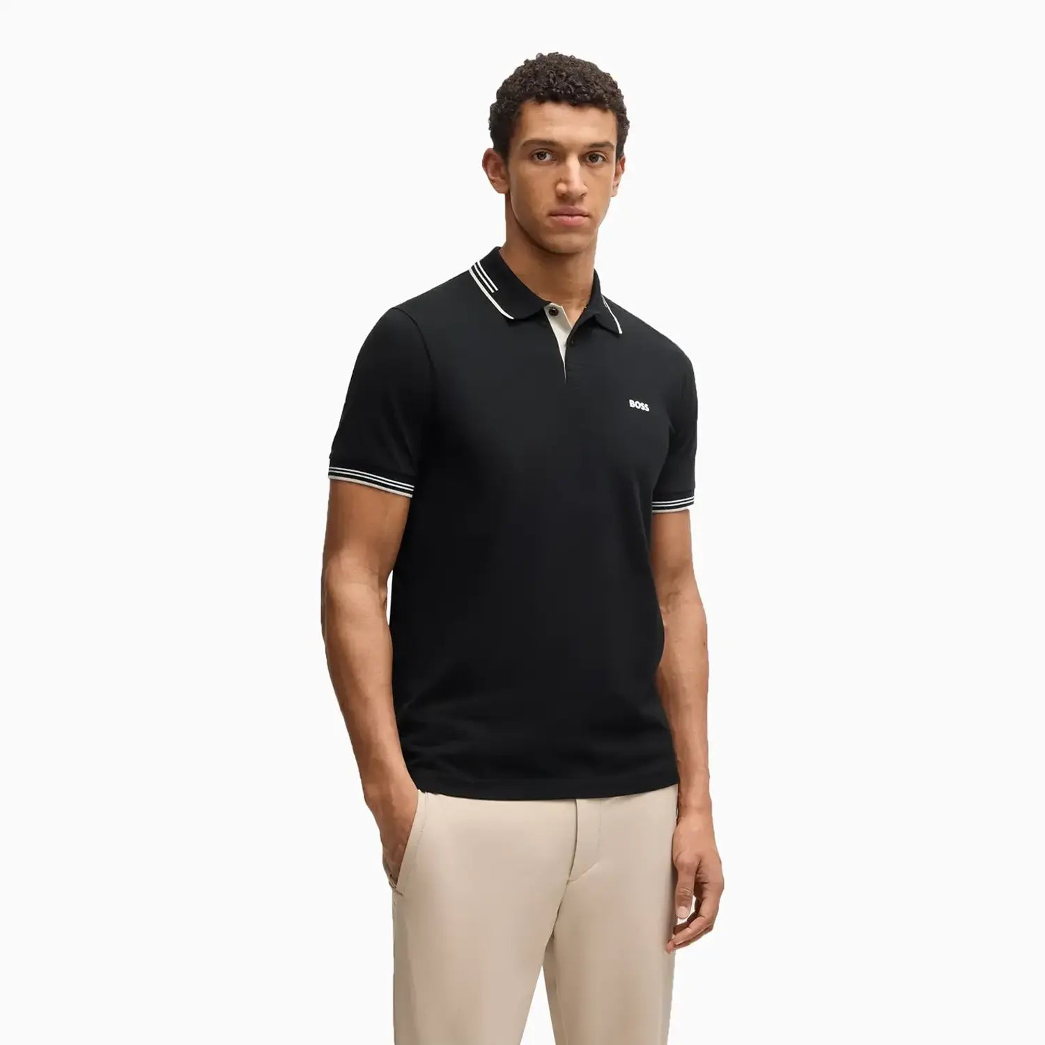 Men's Stretch Cotton Slim Fit Polo Shirt with Branding Hugo Boss - Tops and Bottoms USA