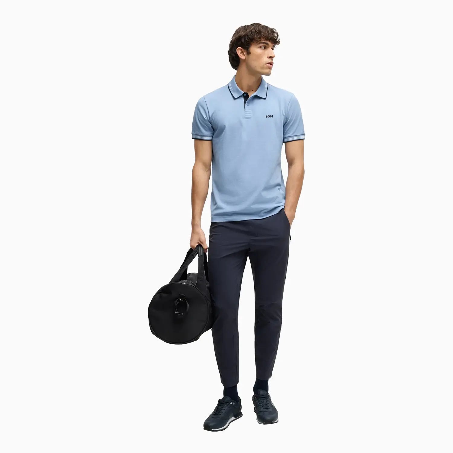 Men's Stretch Cotton Slim Fit Polo Shirt with Branding Hugo Boss - Tops and Bottoms USA