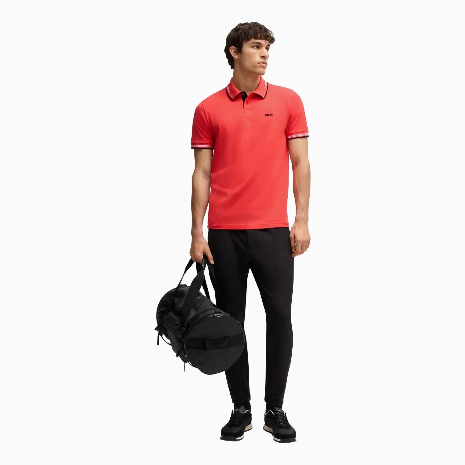 Men's Stretch Cotton Slim Fit Polo Shirt with Branding Hugo Boss - Tops and Bottoms USA