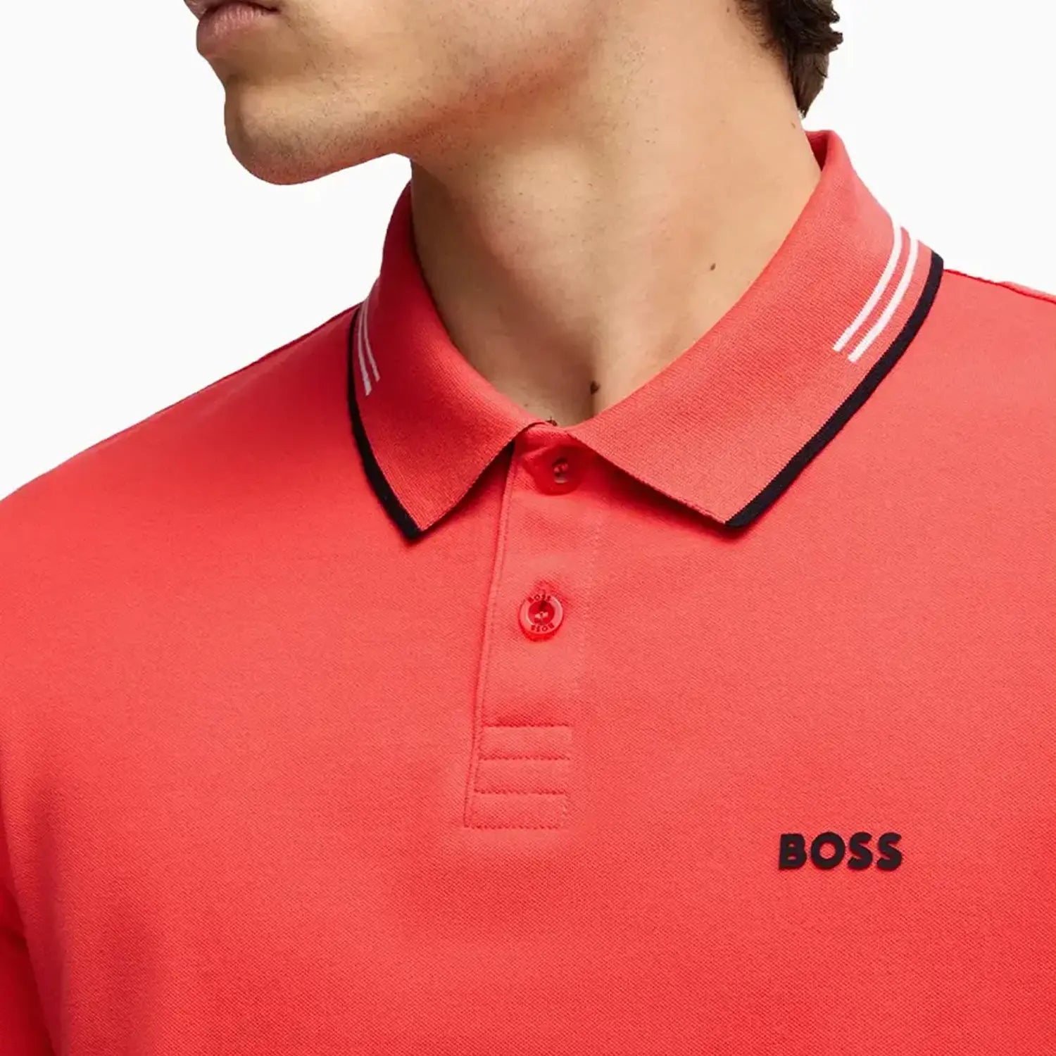 Men's Stretch Cotton Slim Fit Polo Shirt with Branding Hugo Boss - Tops and Bottoms USA