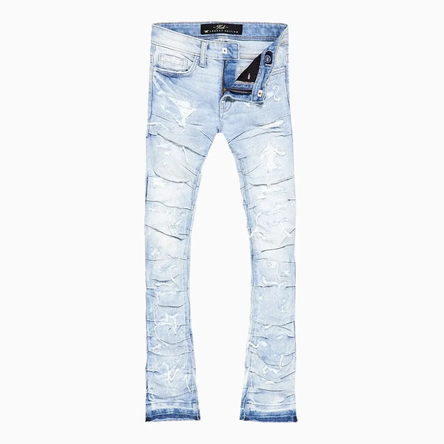 Men's Pleated Side Seam Shredded Jeans Pant Jordan Craig - Tops and Bottoms USA