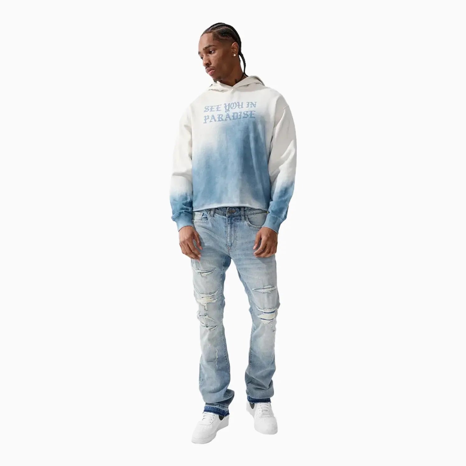 Men's Syip Cropped Pull Over Hoodie Jordan Craig - Tops and Bottoms USA