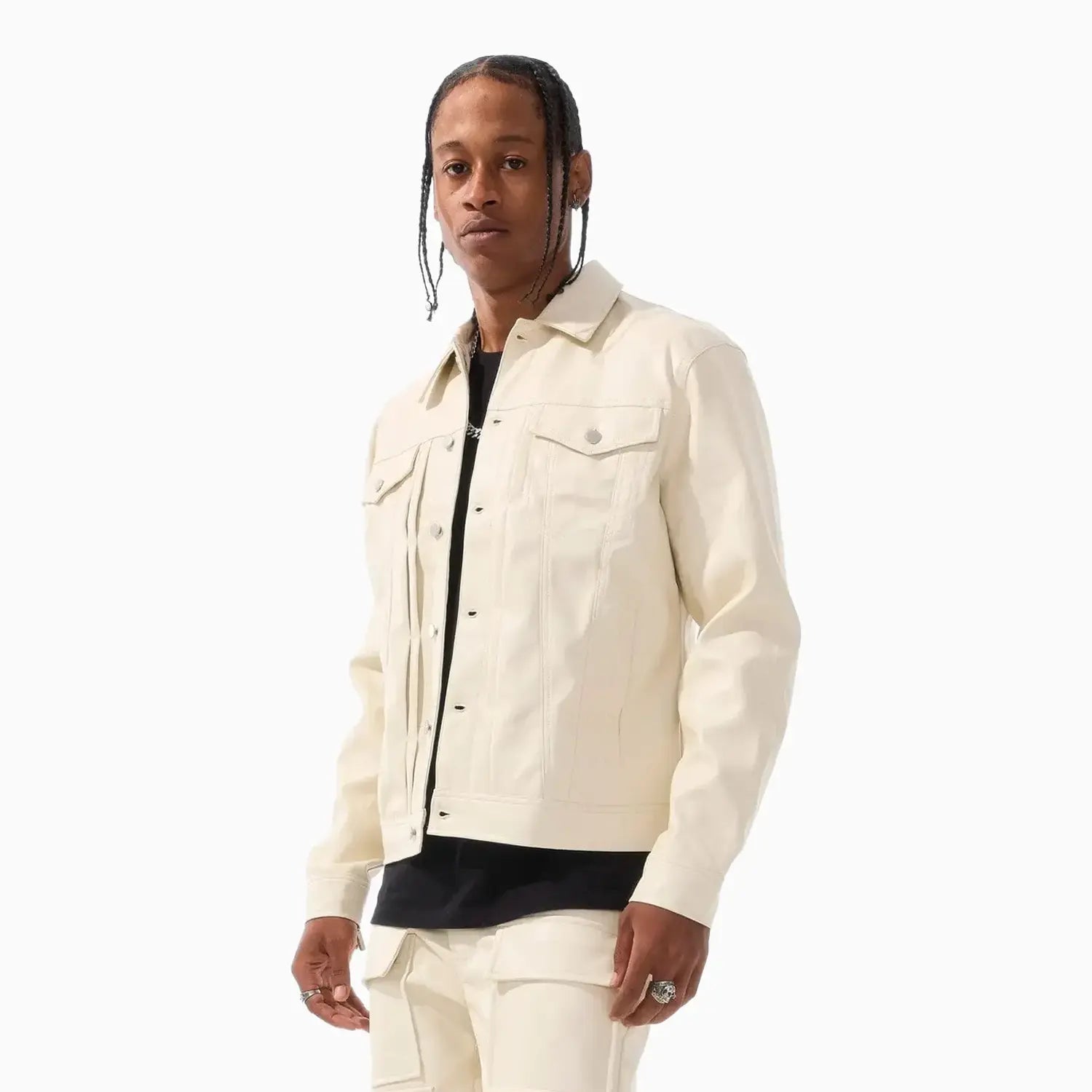 Jours+ Gold Button Sheer Jacket 4L ホワイト Jordan Craig Men's Thriller Trucker Jacket