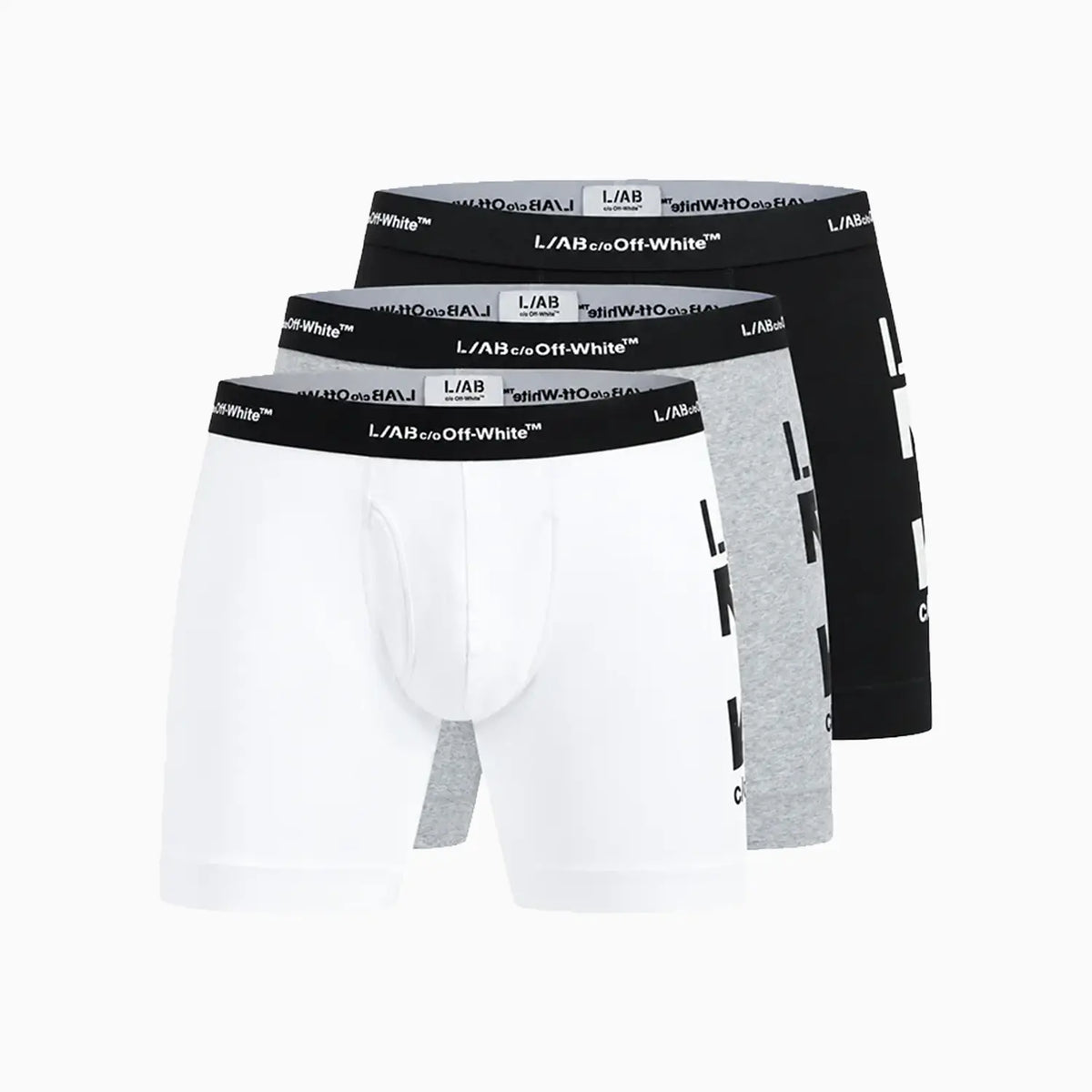 Men's 6 Inch No-Fly Cotton Boxer Brief Pack Of 3 L AB Off White - Tops and Bottoms USA