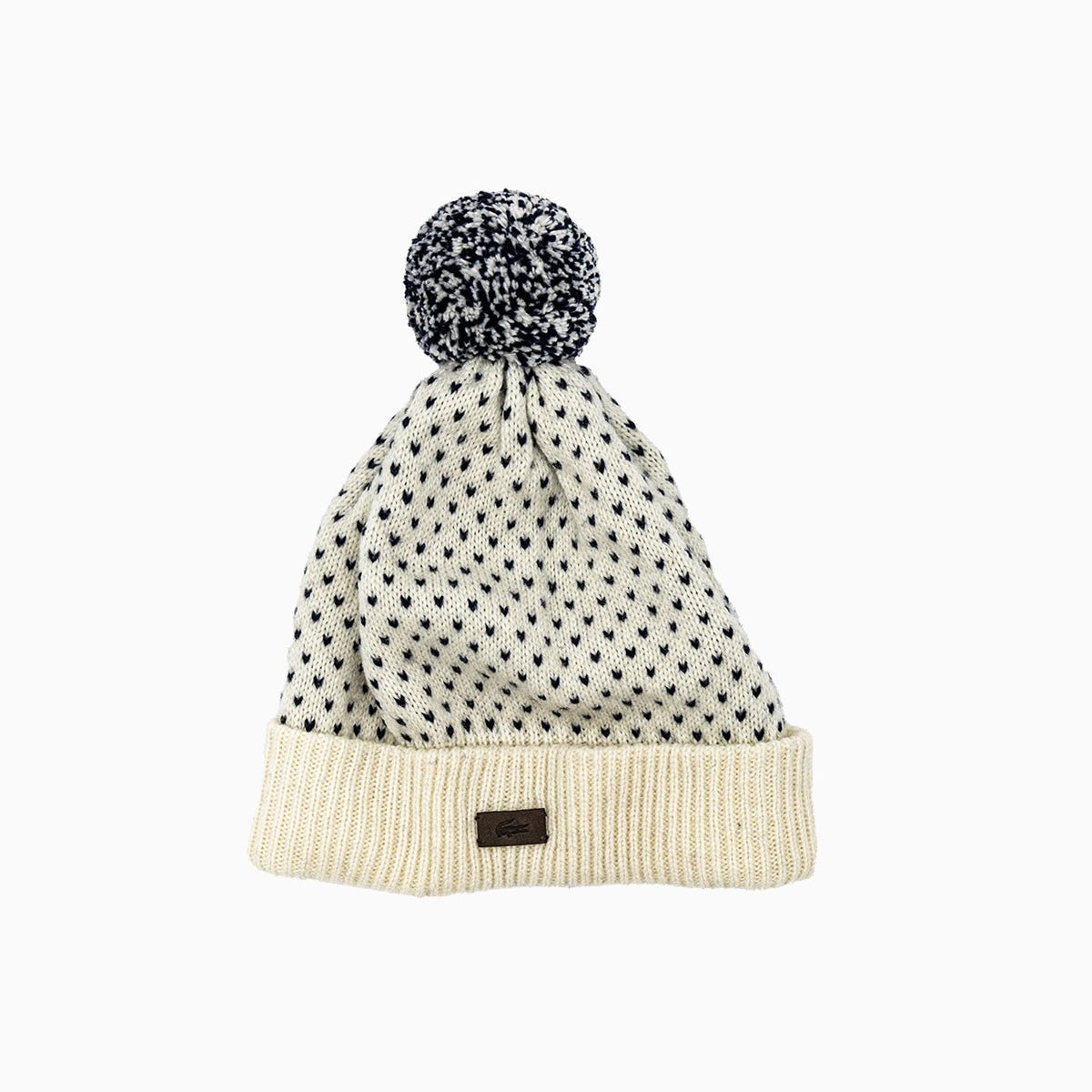 Lacoste Wool Logo Toboggan Beanie Hat With Pompom Lacoste - Tops and Bottoms USA