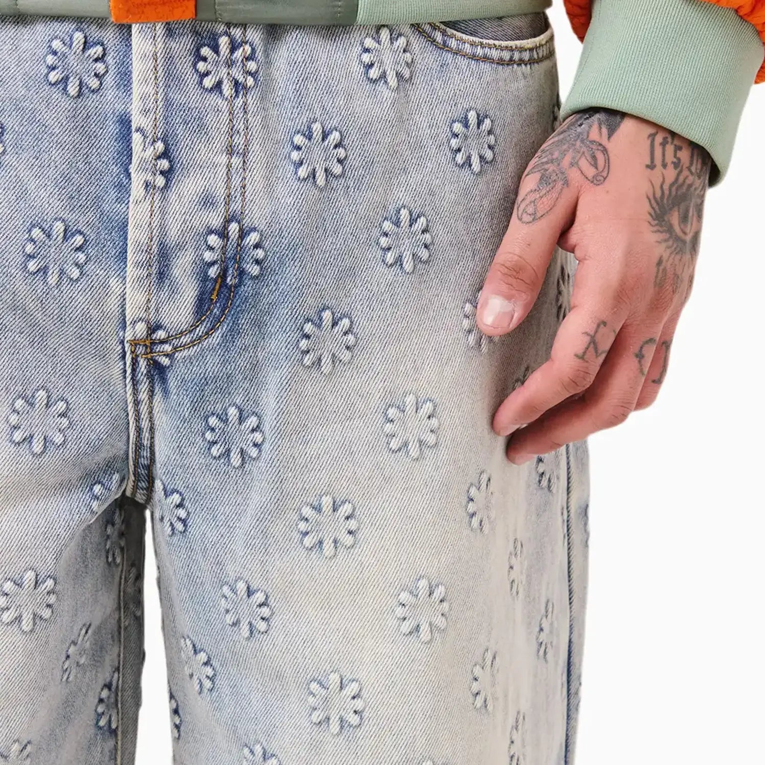 Men's Embossed Logo Denim Pant