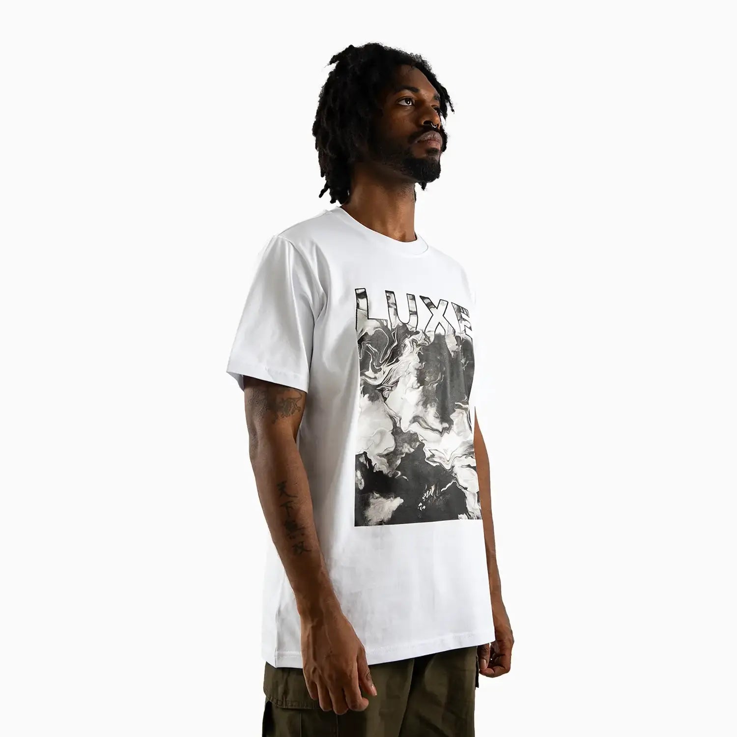 Men's Monochrome Marble Graphic T-Shirt Luxe - Tops and Bottoms USA