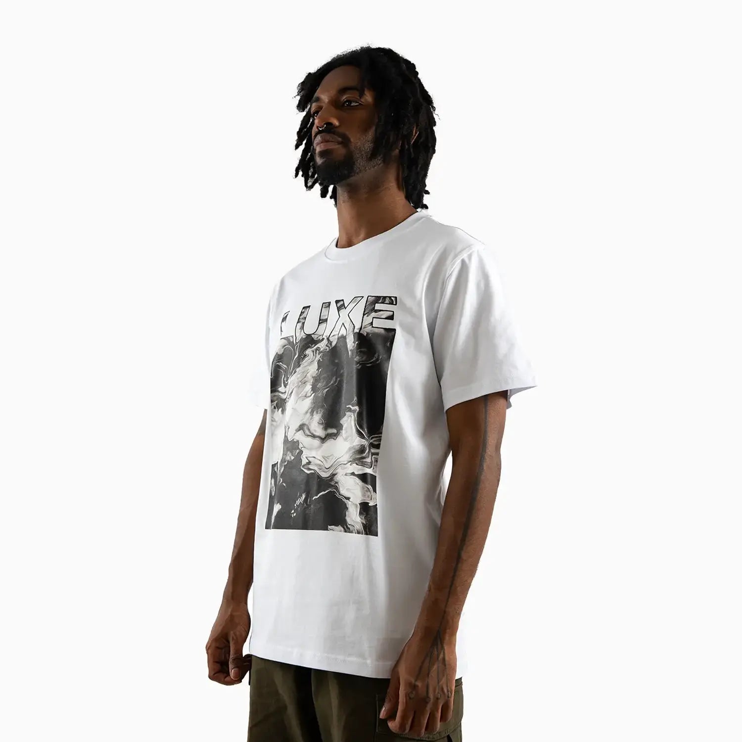 Men's Monochrome Marble Graphic T-Shirt Luxe - Tops and Bottoms USA