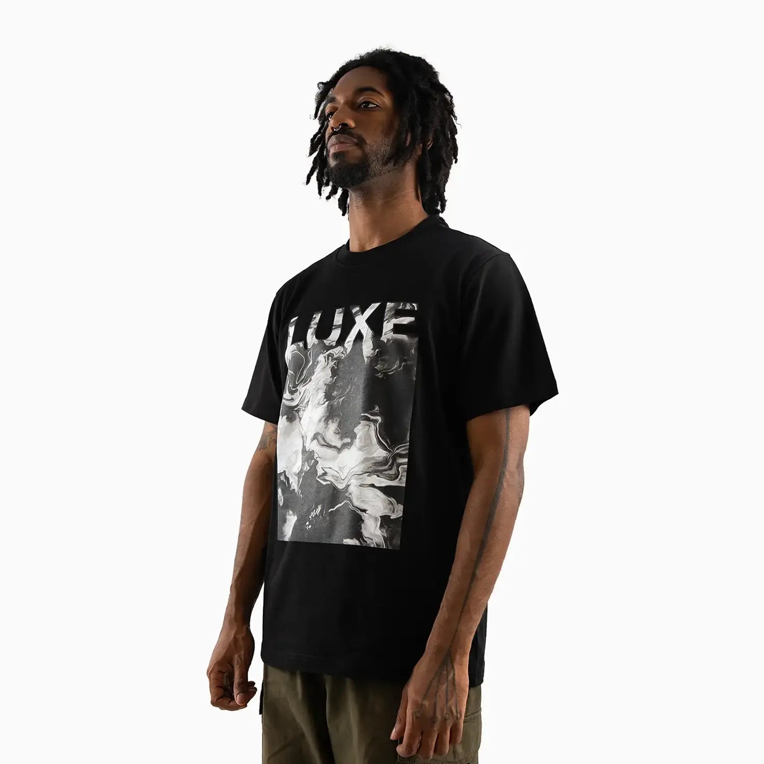 Men's Monochrome Marble Graphic T-Shirt Luxe - Tops and Bottoms USA