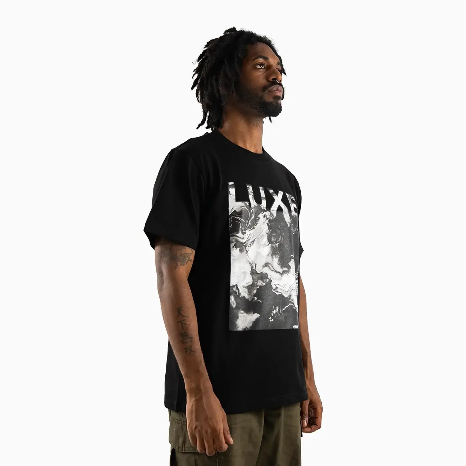 Men's Monochrome Marble Graphic T-Shirt Luxe - Tops and Bottoms USA