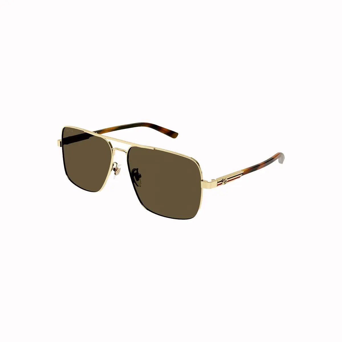 Men's Gucci Metal Gold Brown Sunglasses Gucci - Tops and Bottoms USA