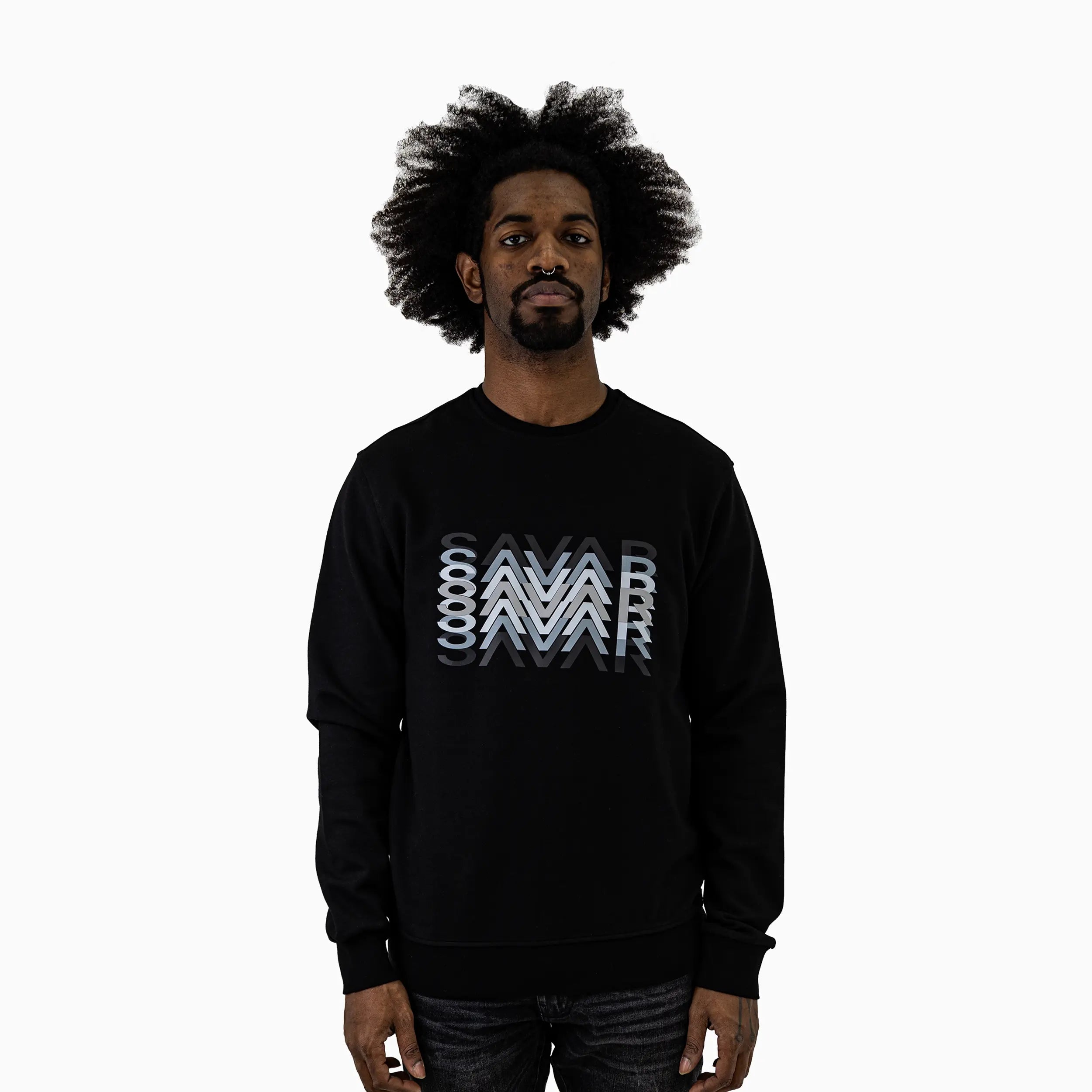 Men's Savar Logo Crew Neck Sweatshirt Savar - Tops and Bottoms USA