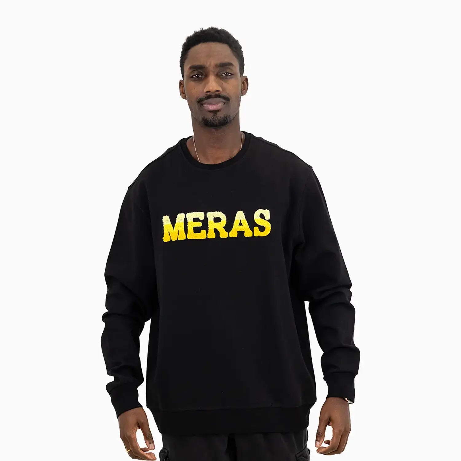 Men's Chenille Patch Crew Neck Sweatshirt Meras - Tops and Bottoms USA