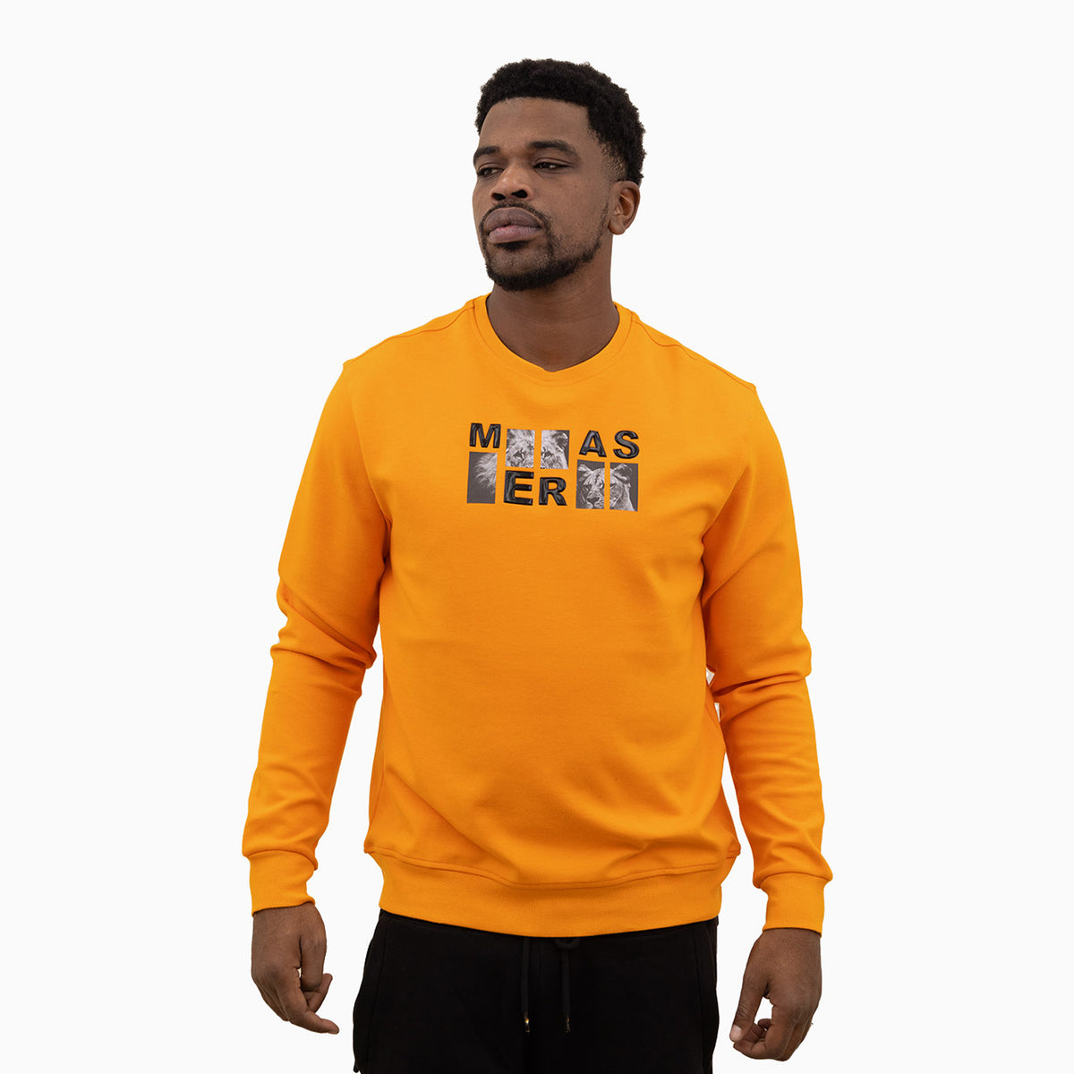 meras-mens-classic-logo-crew-neck-sweatshirt-mc2308-orange