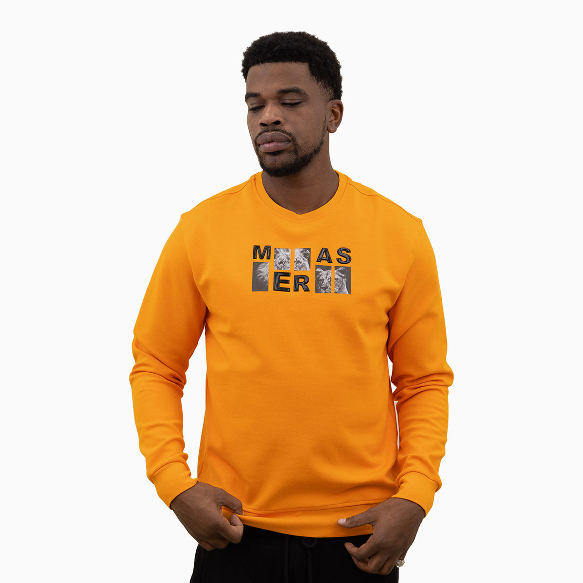meras-mens-classic-logo-crew-neck-sweatshirt-mc2308-orange