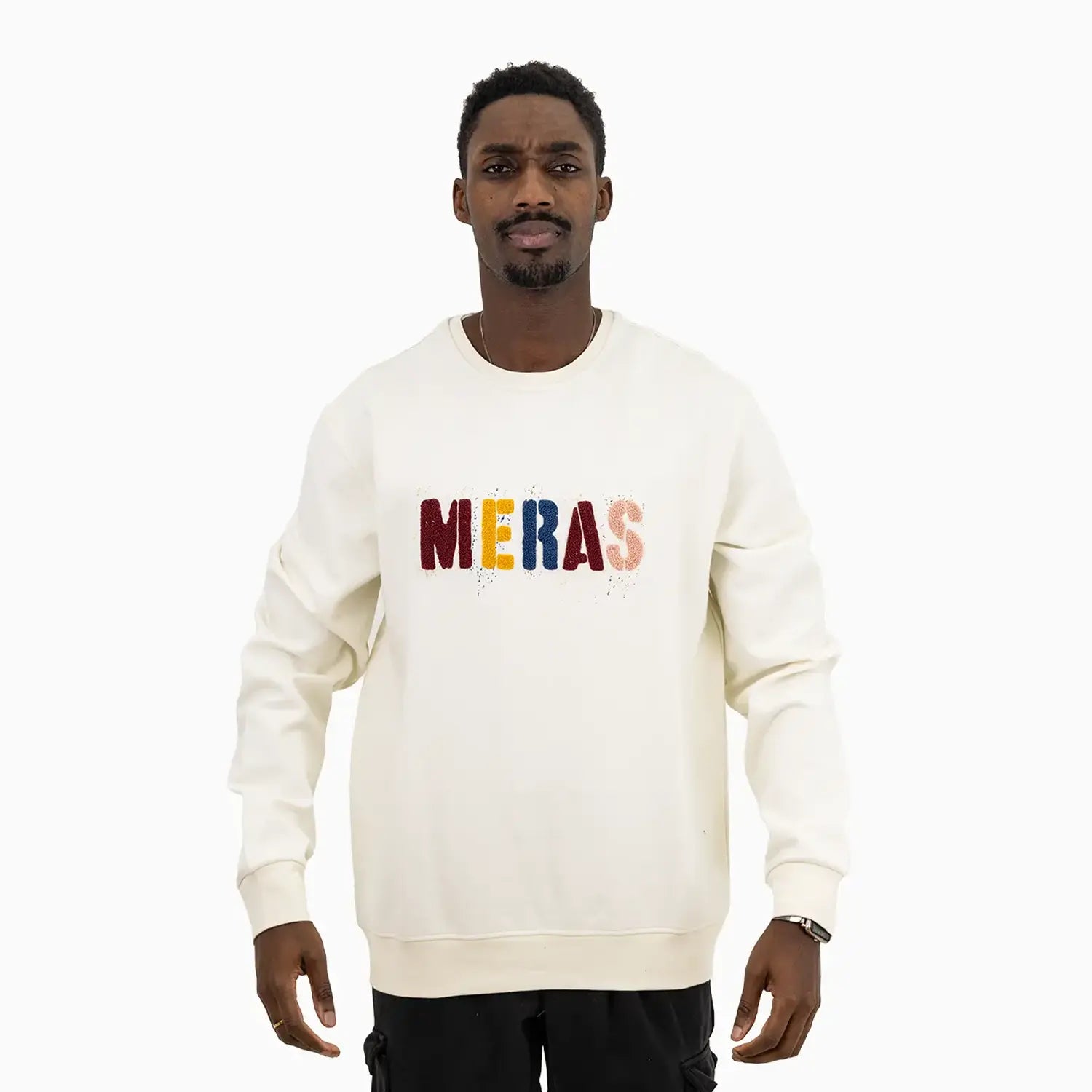 Men's Soldier Chenille Patch Crew Neck Sweatshirt Meras - Tops and Bottoms USA