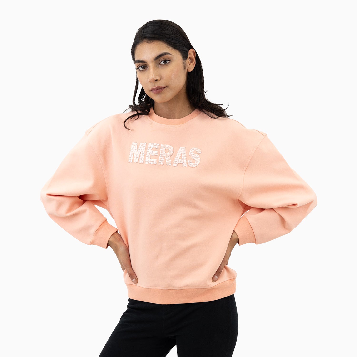 meras-womens-embroidery-crew-neck-sweatshirt-mcw2310-peach