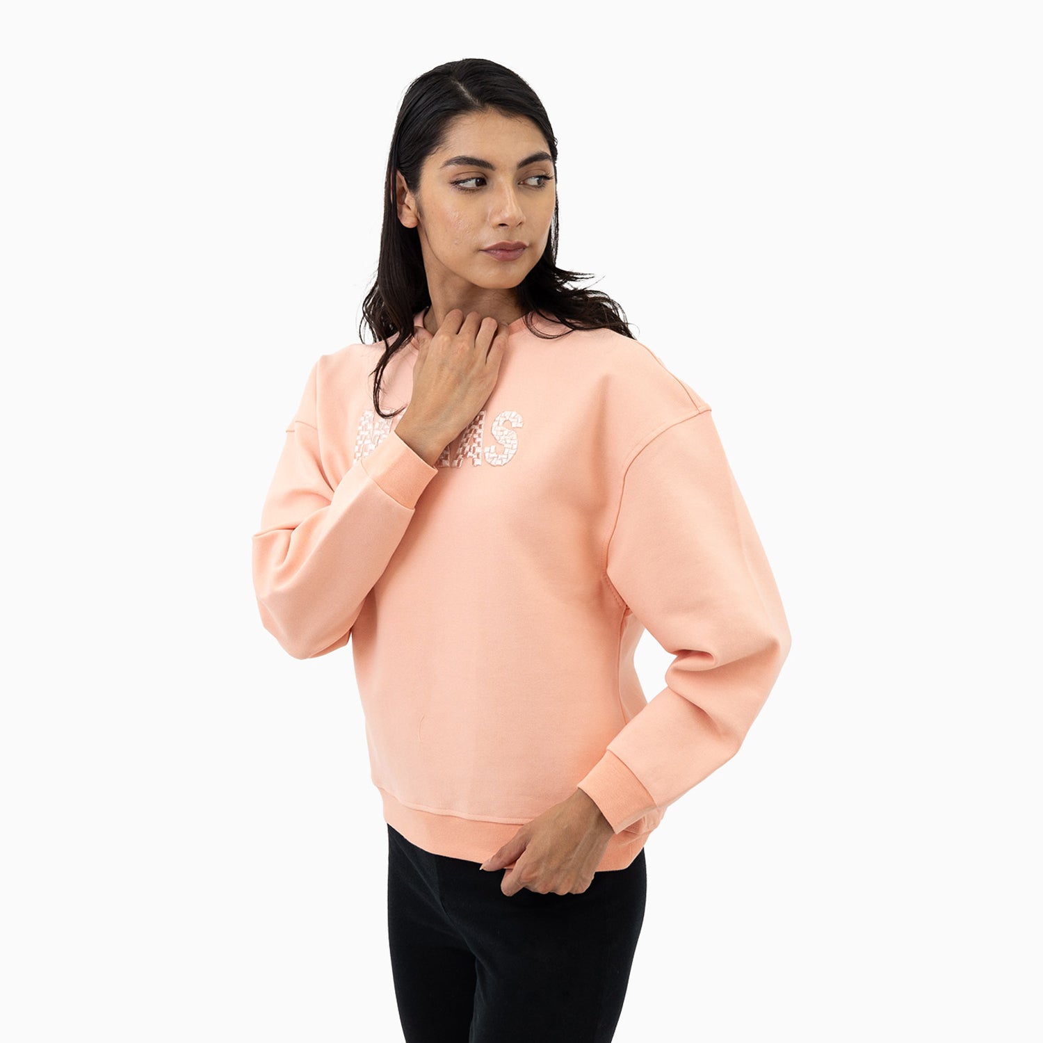 meras-womens-embroidery-crew-neck-sweatshirt-mcw2310-peach