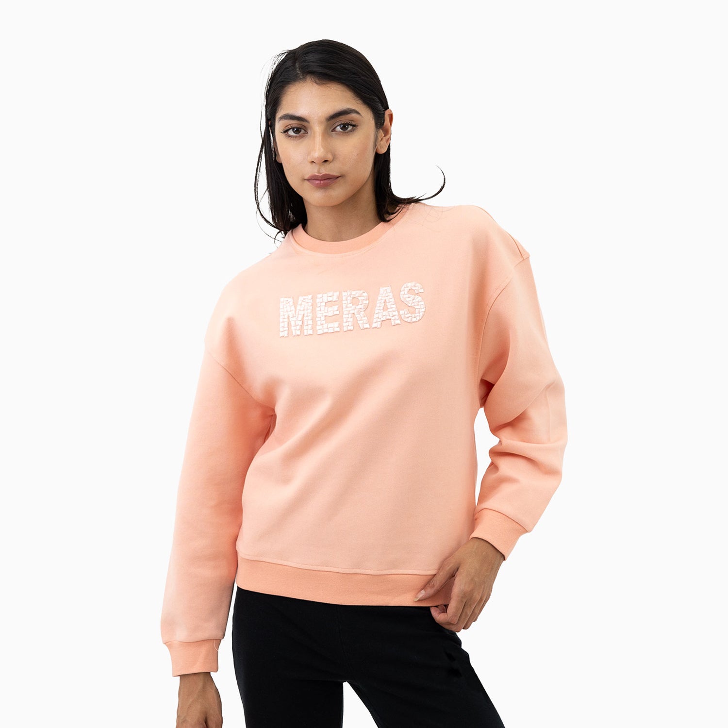 meras-womens-embroidery-crew-neck-sweatshirt-mcw2310-peach