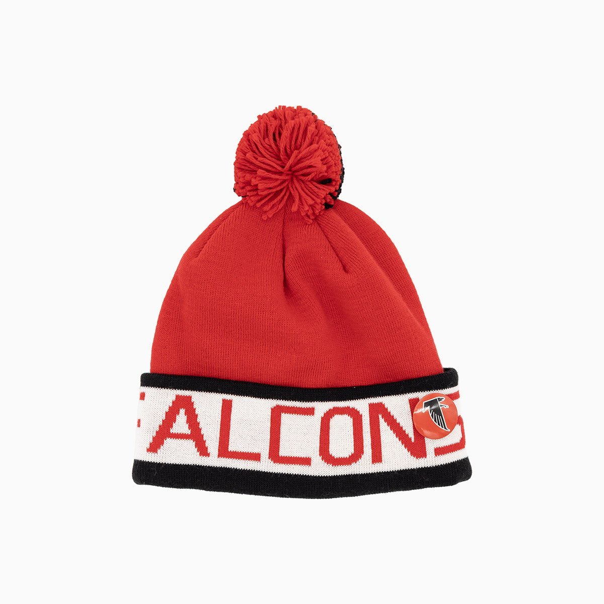 Atlanta Falcons NFL Pom Beanie Knit Hat Mitchell & Ness - Tops and Bottoms USA