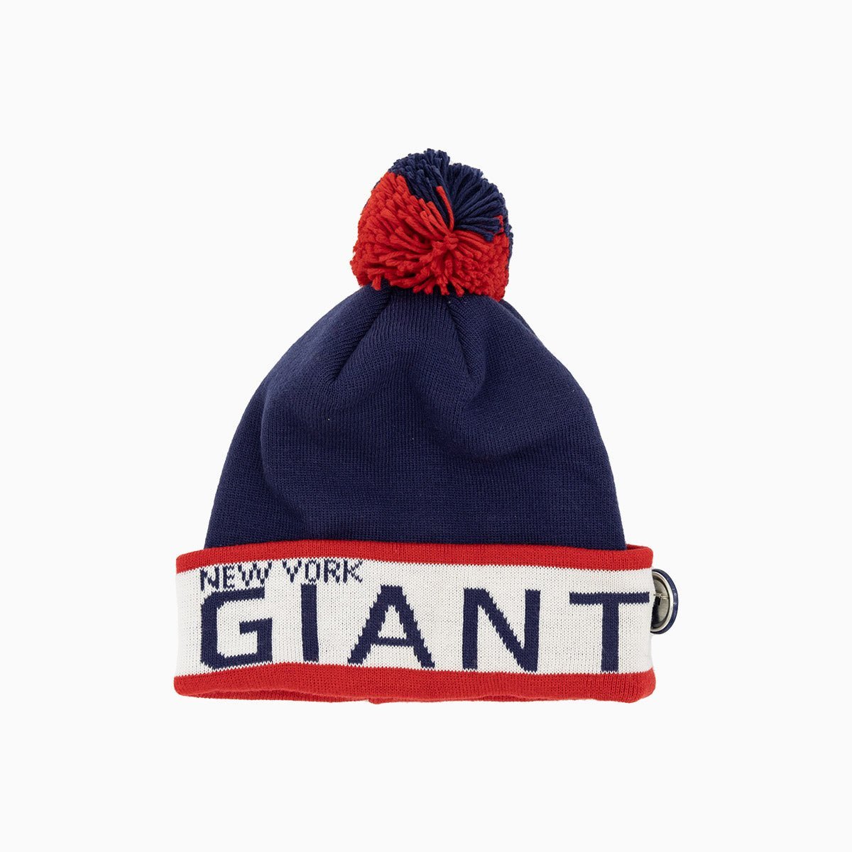 New York Giants NFL Pom Beanie Knit Hat Mitchell & Ness - Tops and Bottoms USA