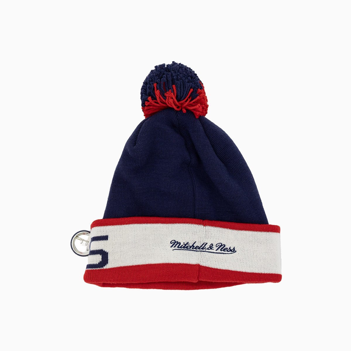New York Giants NFL Pom Beanie Knit Hat Mitchell & Ness - Tops and Bottoms USA