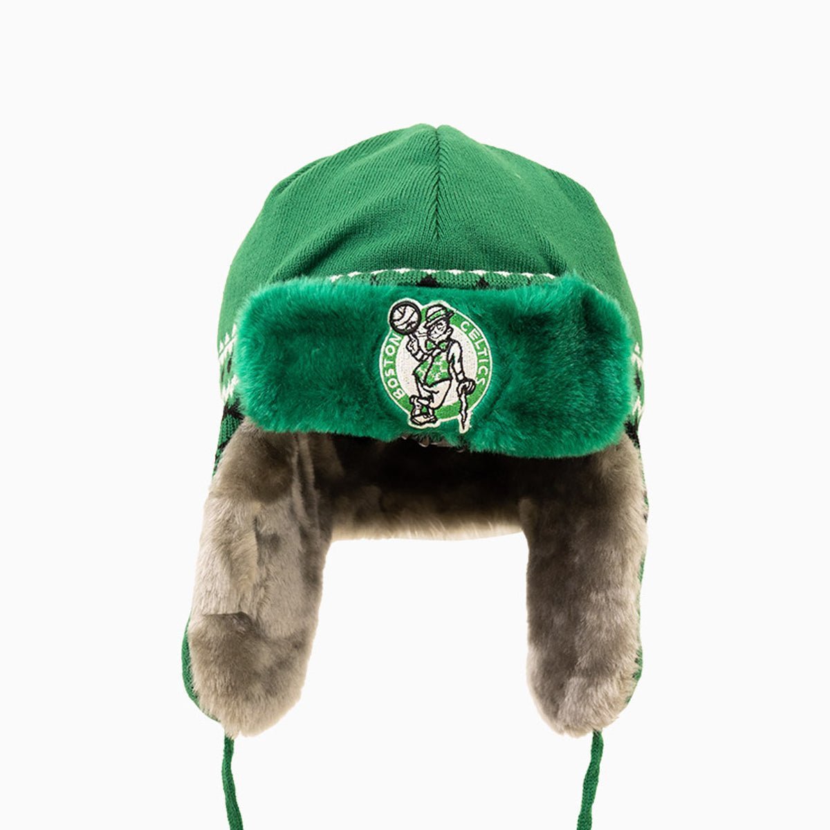 Boston Celtics NBA Trapper Knit Cuff Beanie Hat New Era - Tops and Bottoms USA