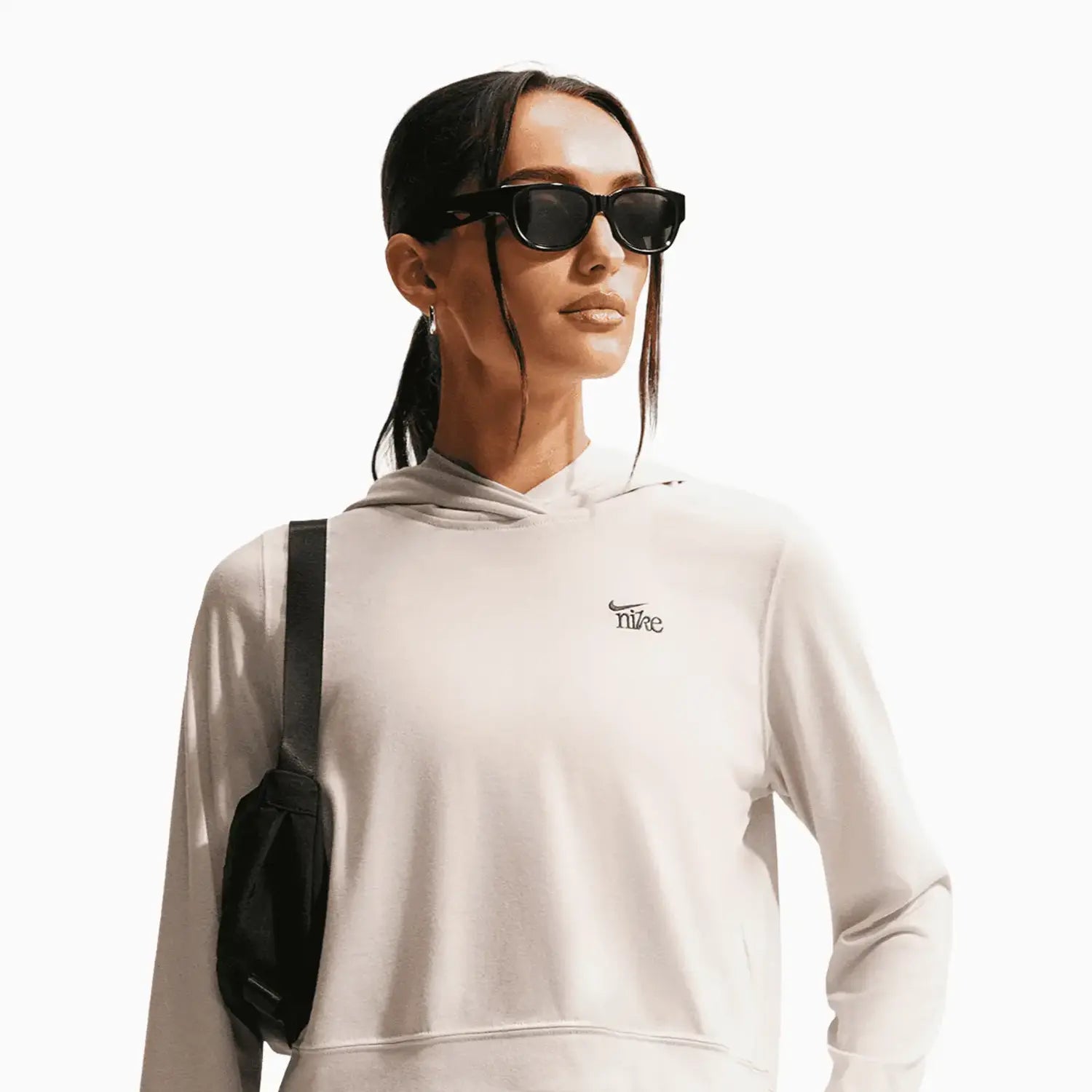 nike backpack women outfit Women's Nike Chill Knit Lightweight Cropped Hoodie, Size: XL, Orewood