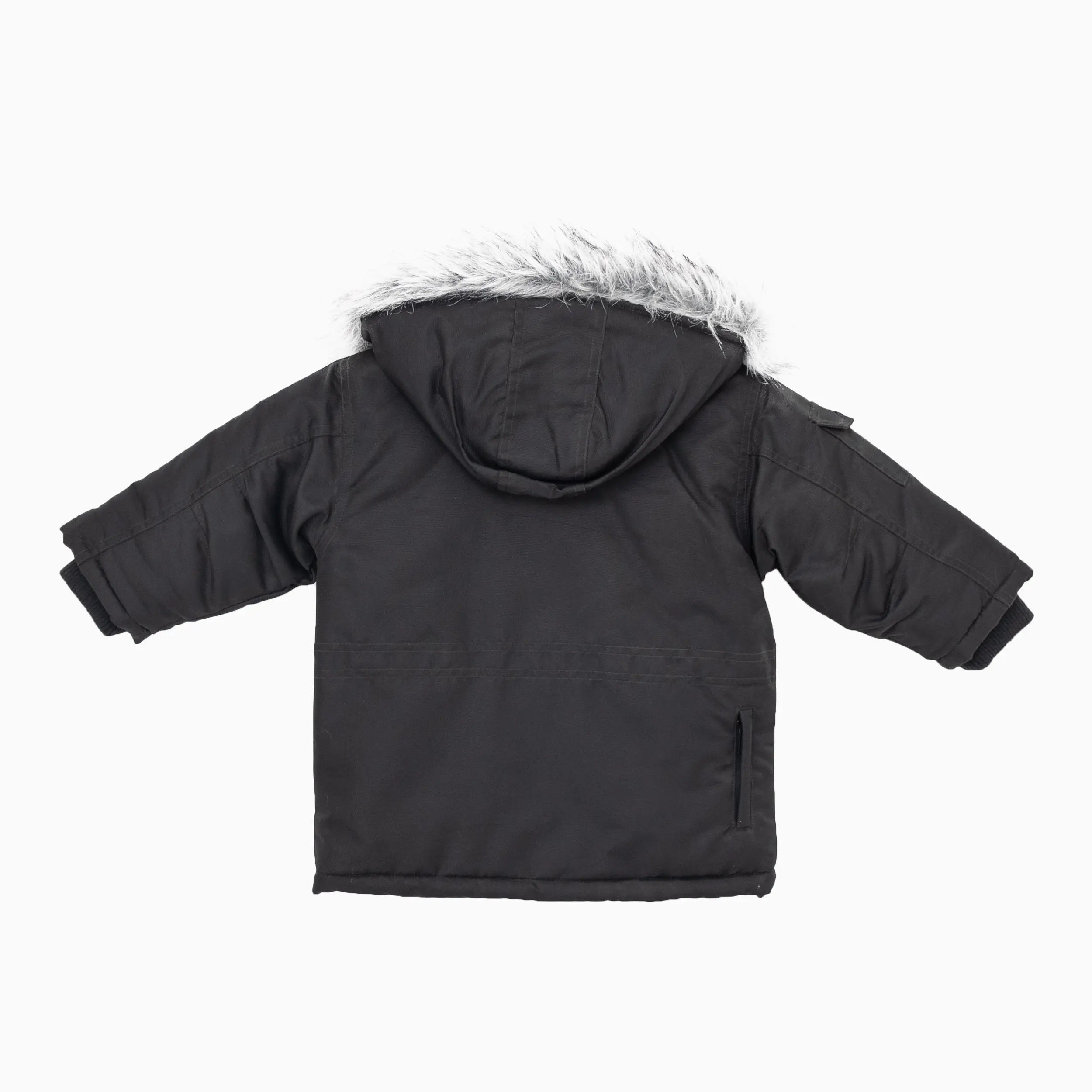 Kid's Multi Pocket Leather Jacket With Hooded Fur Infants