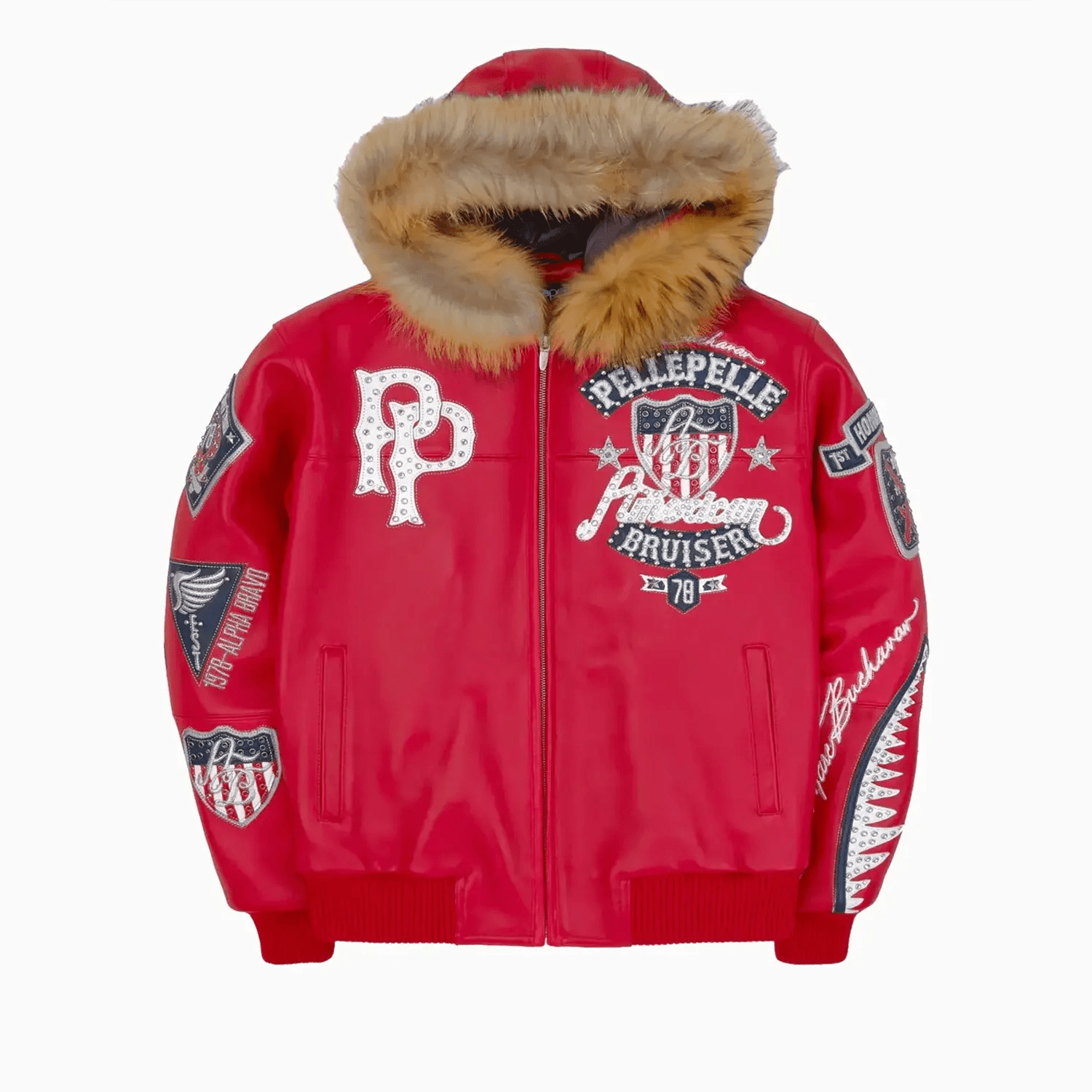 Men's American Bruiser Hooded Leather Jacket Pelle Pelle - Tops and Bottoms USA