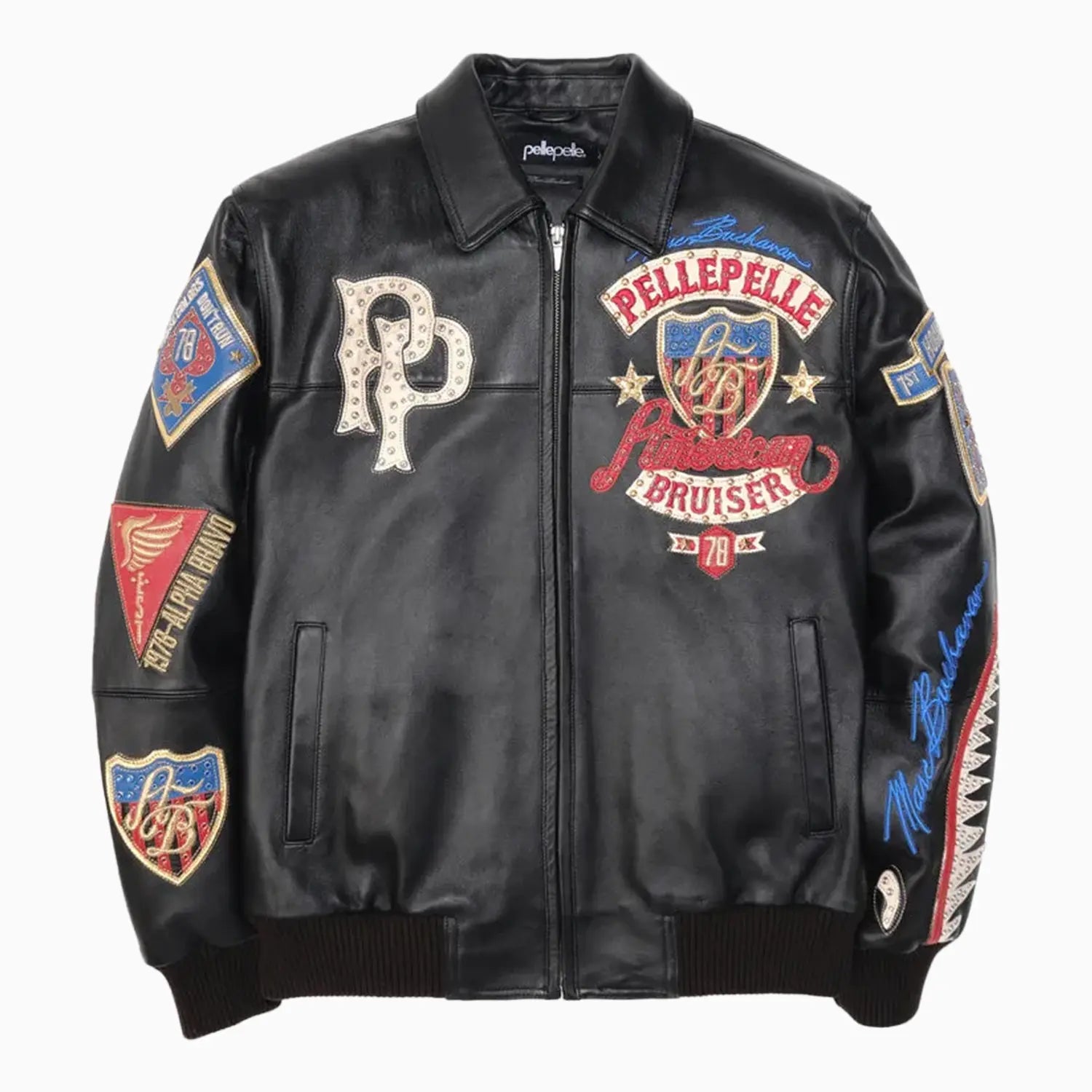 Men's American Bruiser Leather Jacket Pelle Pelle - Tops and Bottoms USA