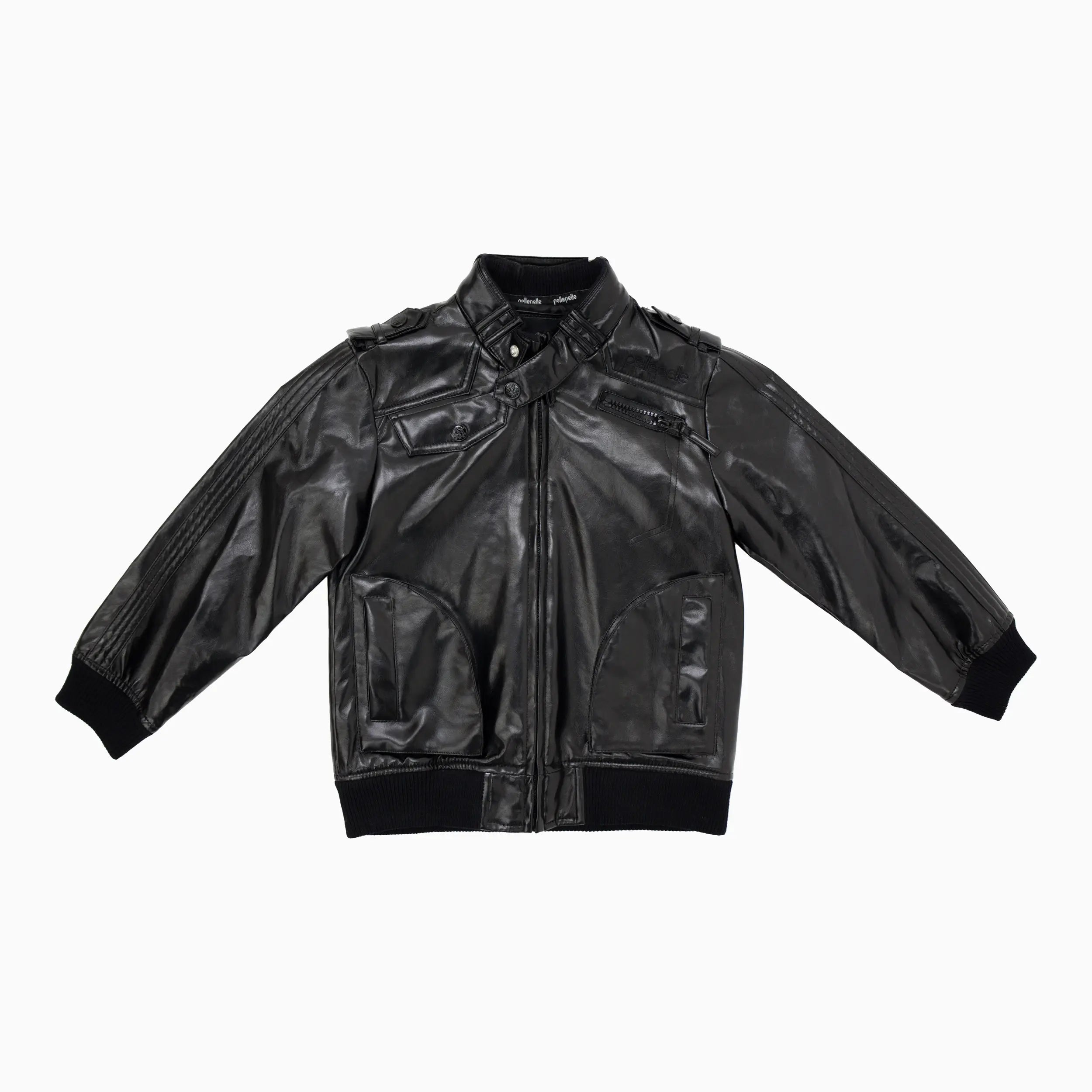 Kid's Multi Pocket Leather Jacket Pelle Pelle - Tops and Bottoms USA