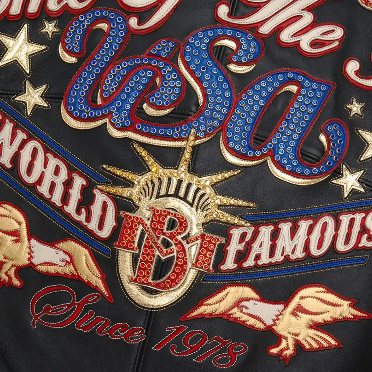 Men's Stars And Stripes Leather Jacket Pelle Pelle - Tops and Bottoms USA