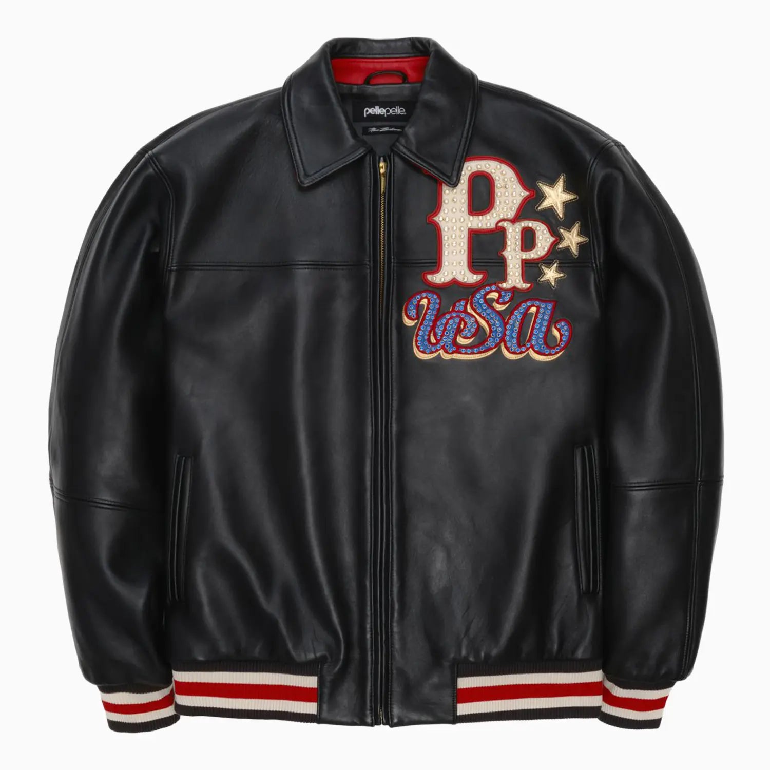 Men's Stars And Stripes Leather Jacket Pelle Pelle - Tops and Bottoms USA