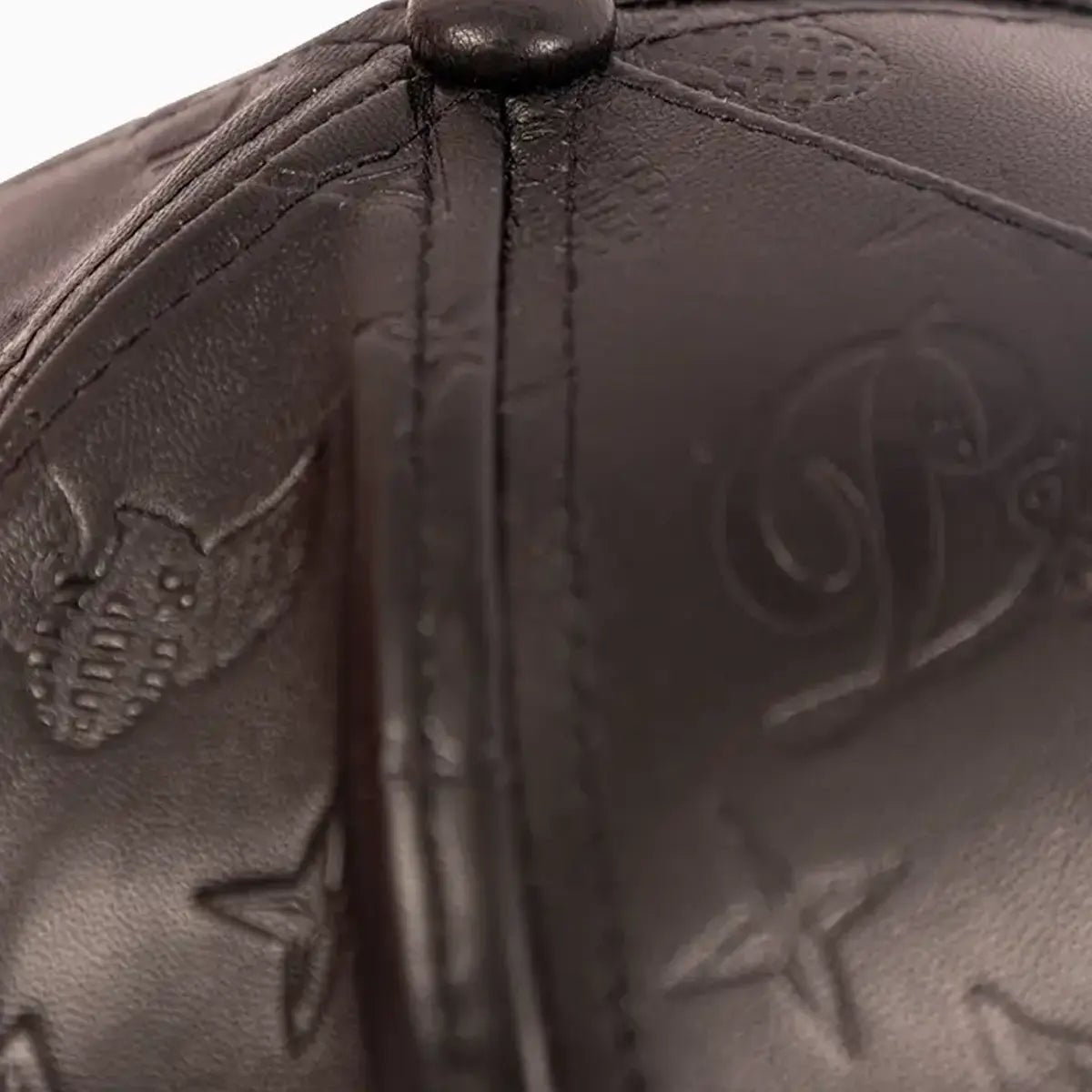 Men's Leather Monogram Strapback Hat