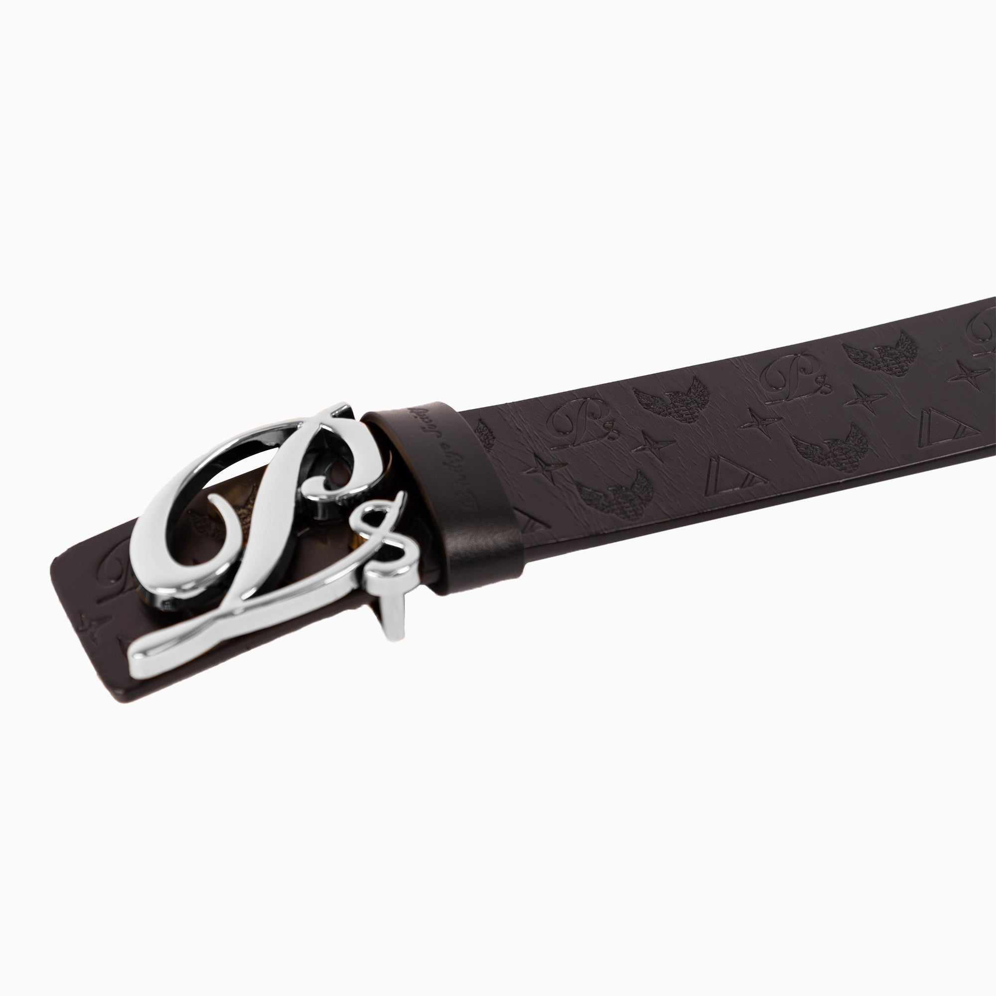 Men's Monogram Leather HC Belt Silver Black Privilege Society - Tops and Bottoms USA