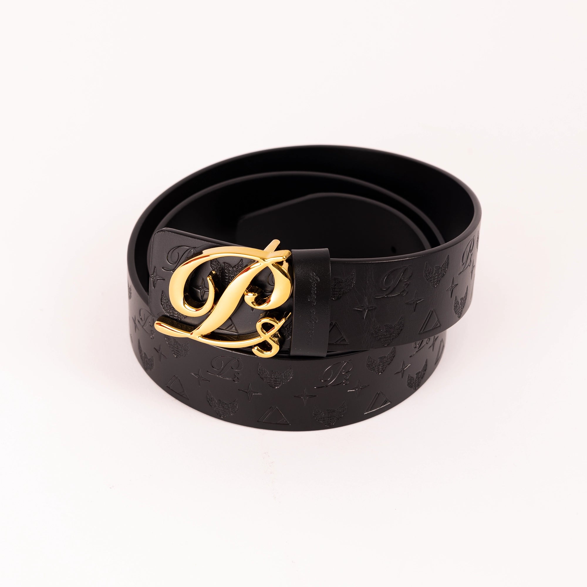 Men's Monogram Leather HC Belt Gold Black Privilege Society - Tops and Bottoms USA