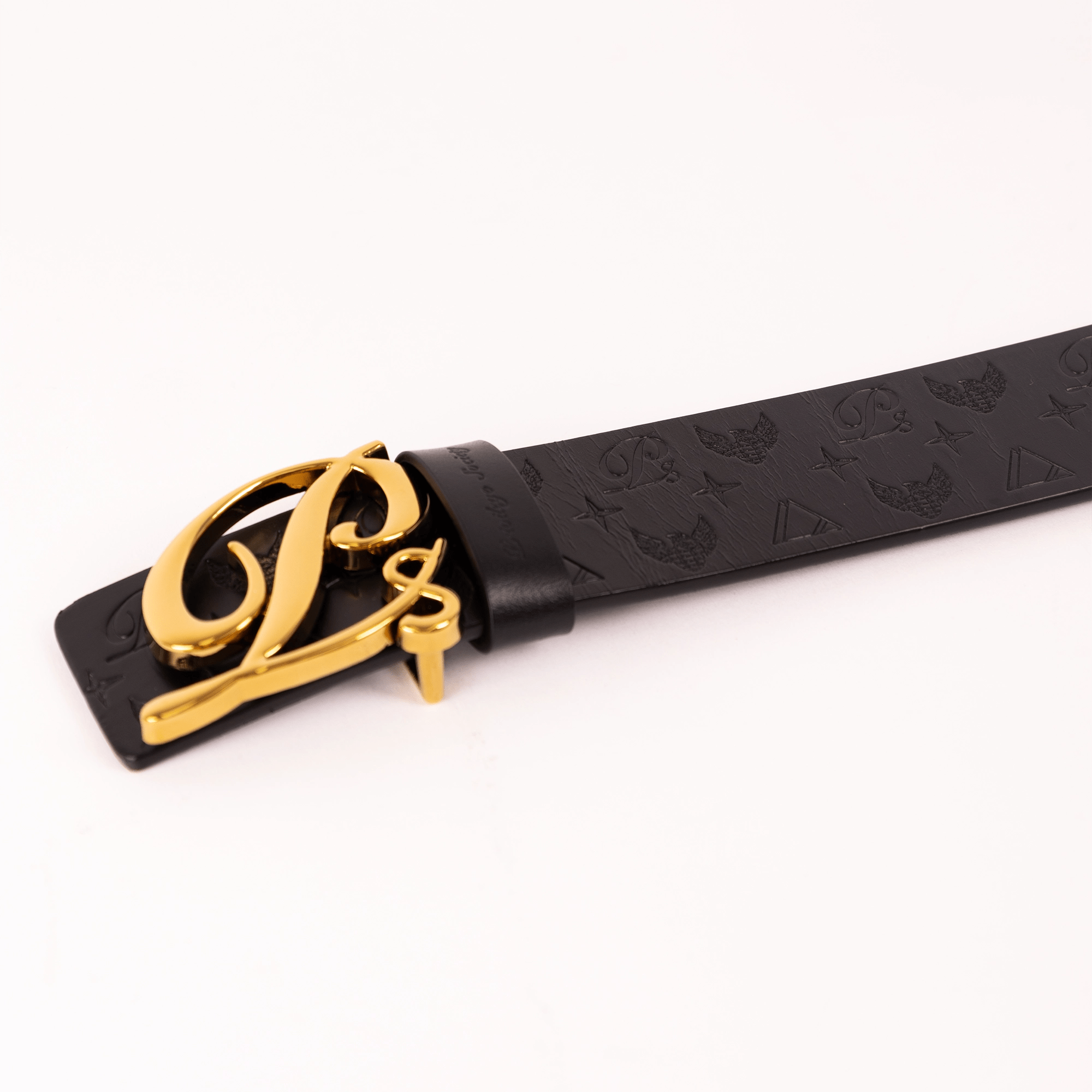 Men's Monogram Leather HC Belt Gold Black Privilege Society - Tops and Bottoms USA