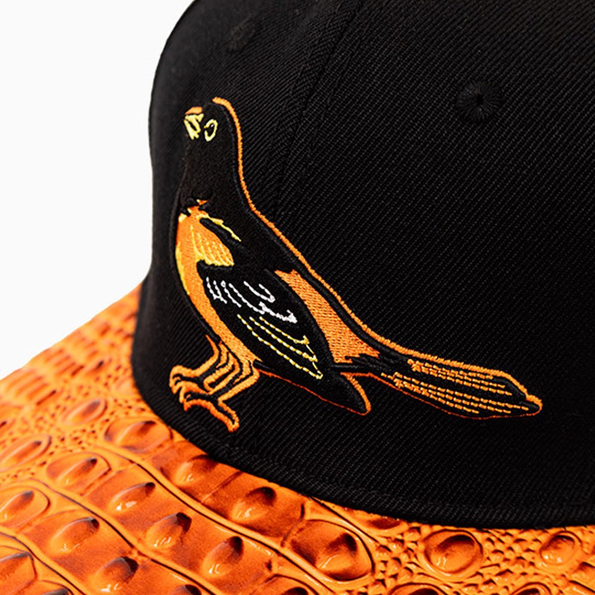 Baltimore Orioles MLB Leather Visor Snapback Hat Pro Standard - Tops and Bottoms USA