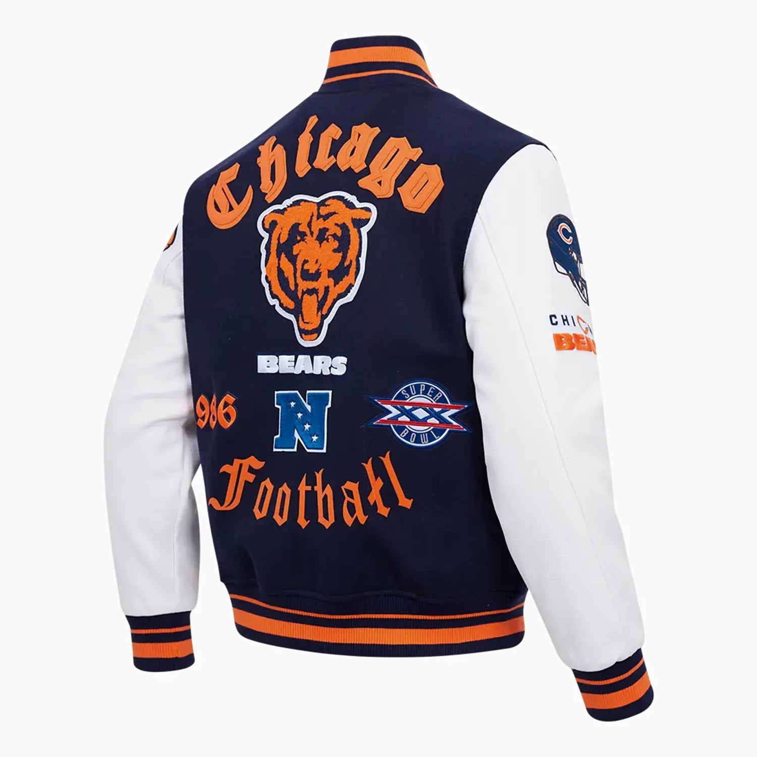 Men's Chicago Bears Old English Rib Wool Varsity Jacket