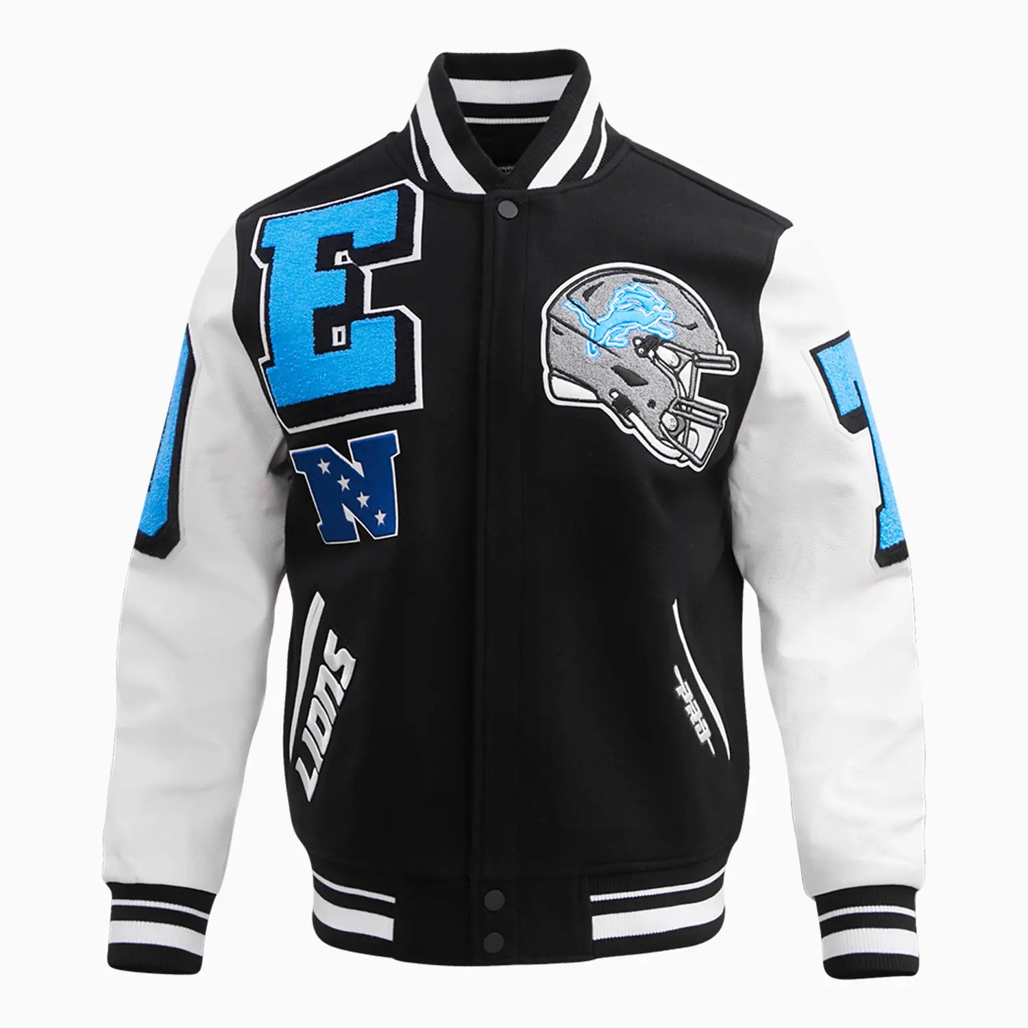 Men's Detroit Lions NFL Mash Up Rib Wool Varsity Jacket