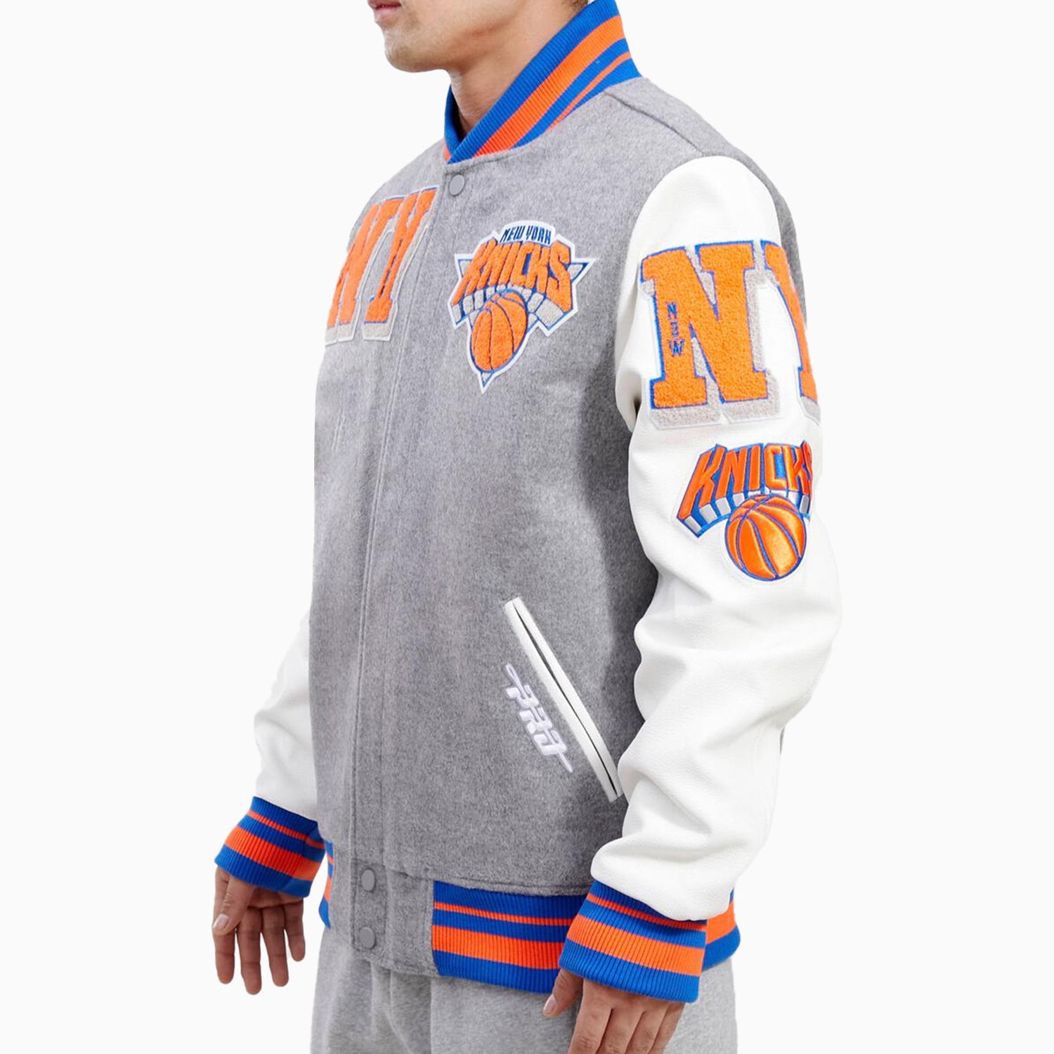 Men's New York Knicks Mash Up Logo NBA Varsity Jacket