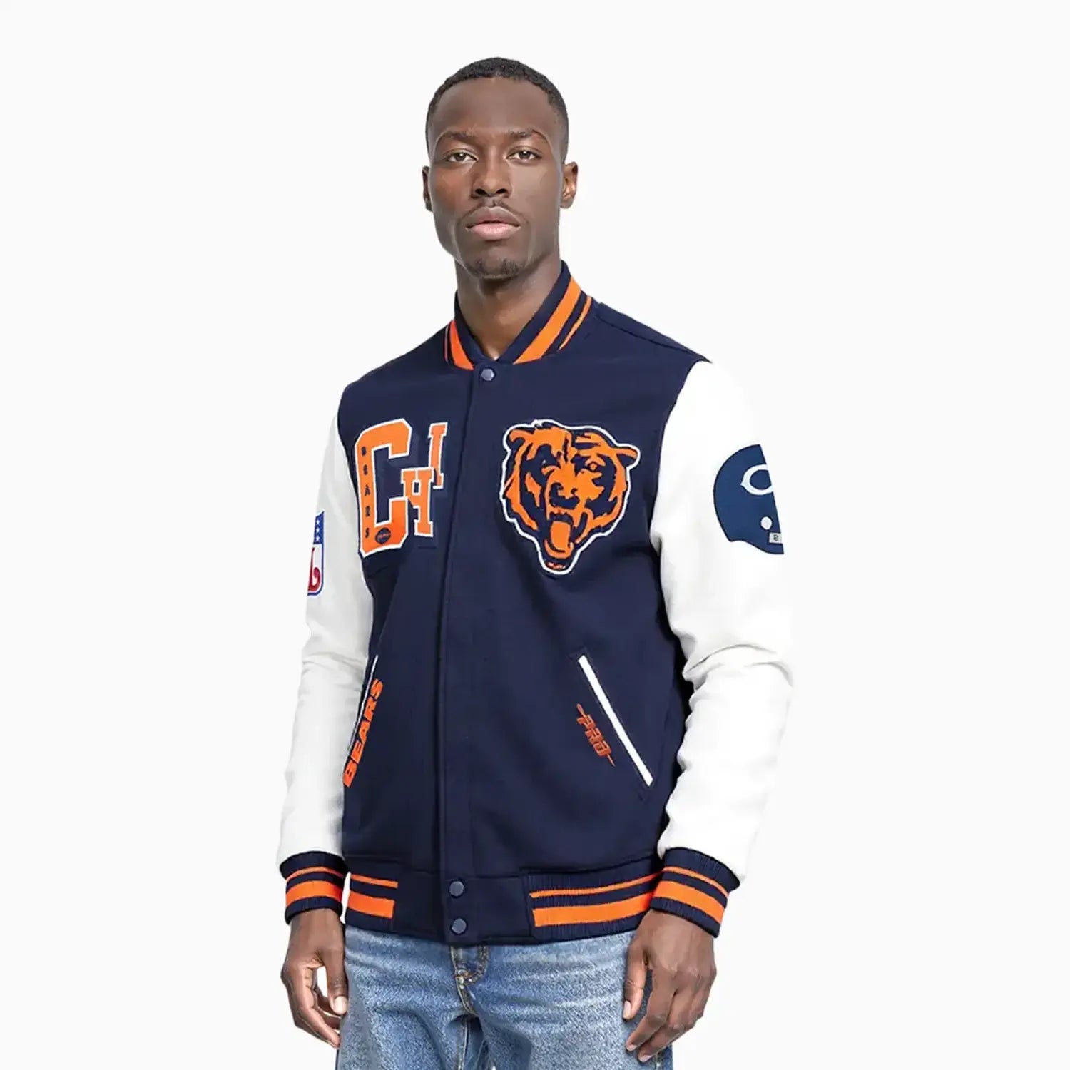Pro Standard Men's NFL Chicago Bears Rib Wool Varsity Jacket