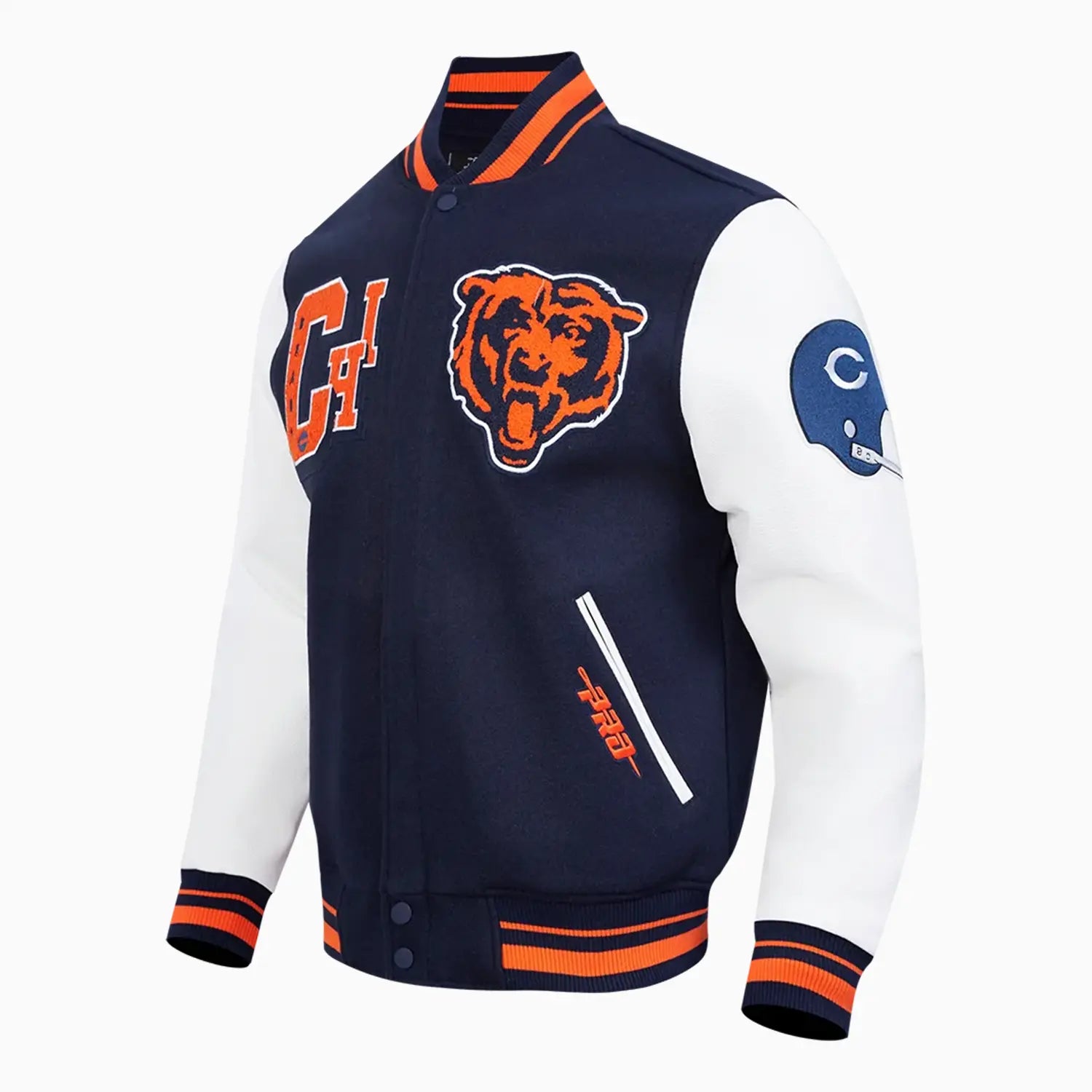 Men's NFL Chicago Bears Rib Wool Varsity Jacket Pro Standard - Tops and Bottoms USA