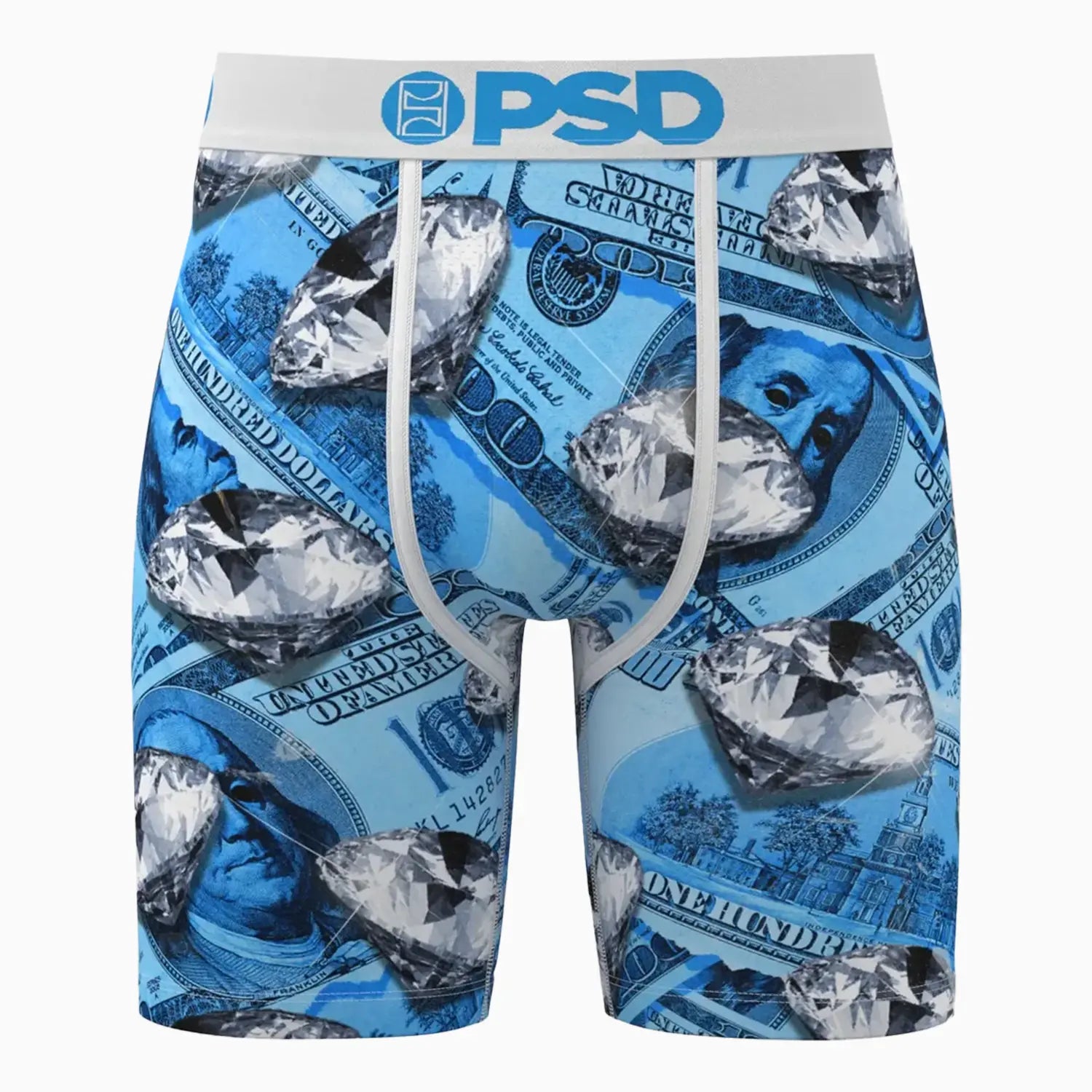 Men's Blue Fortune Standard Length Boxer PSD Underwear - Tops and Bottoms USA